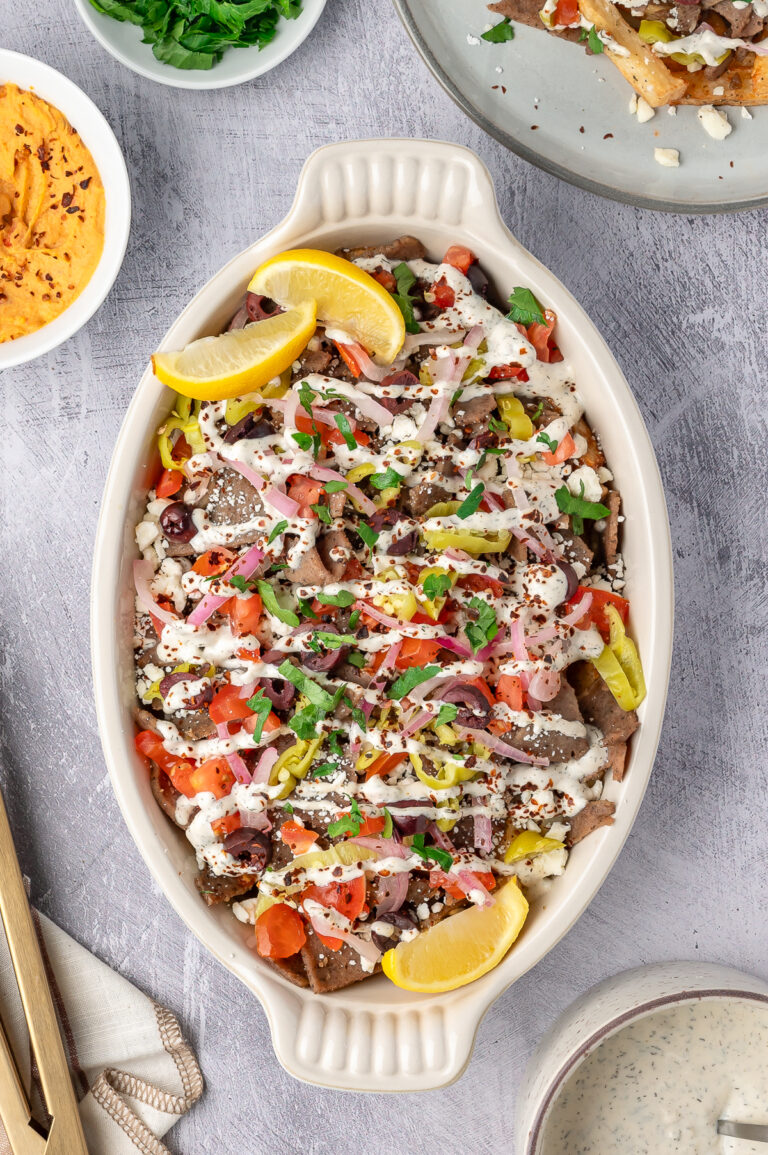 Baked Greek Fries with Gyro Meat