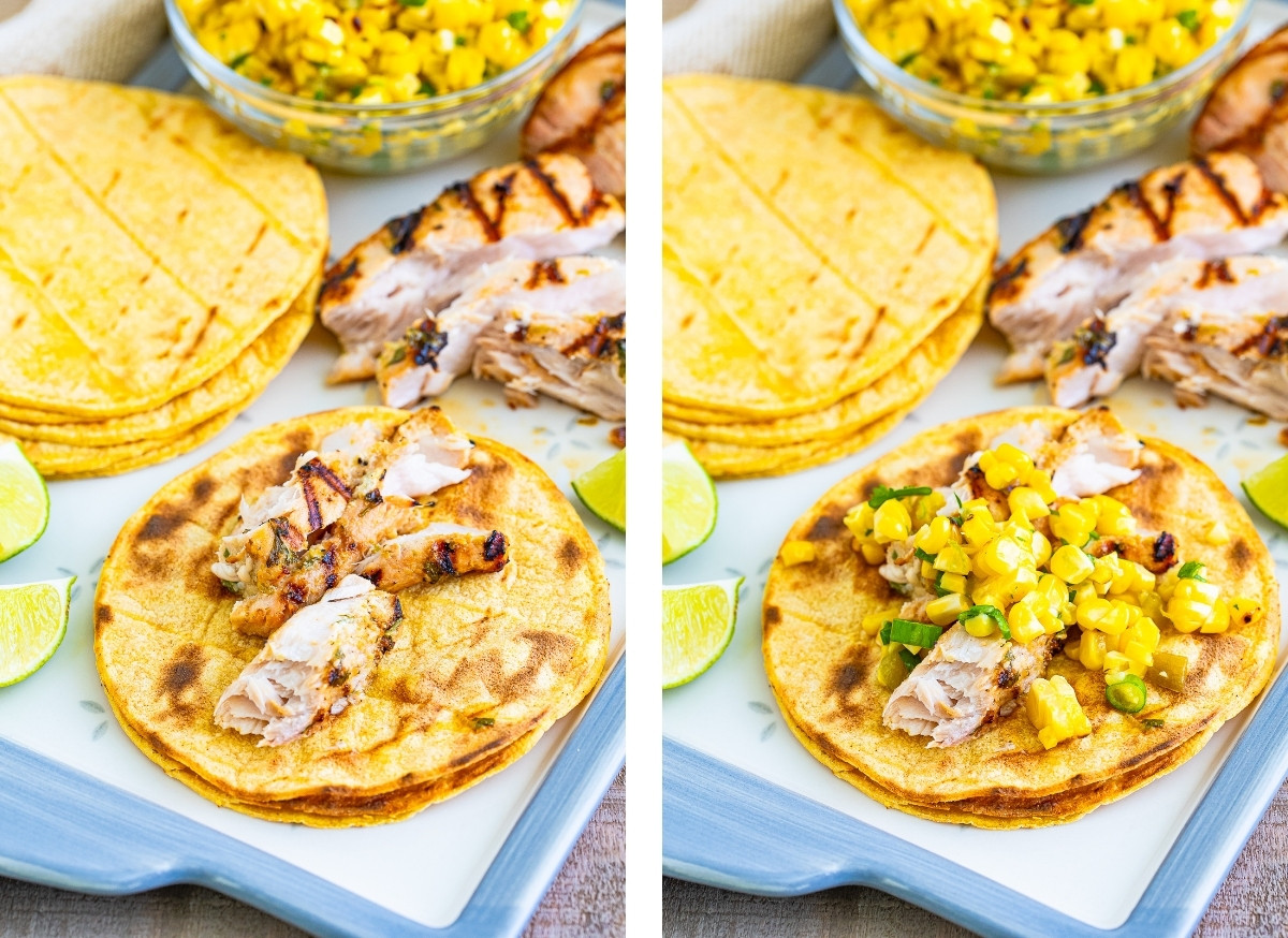 how to assemble Mahi Fish Tacos