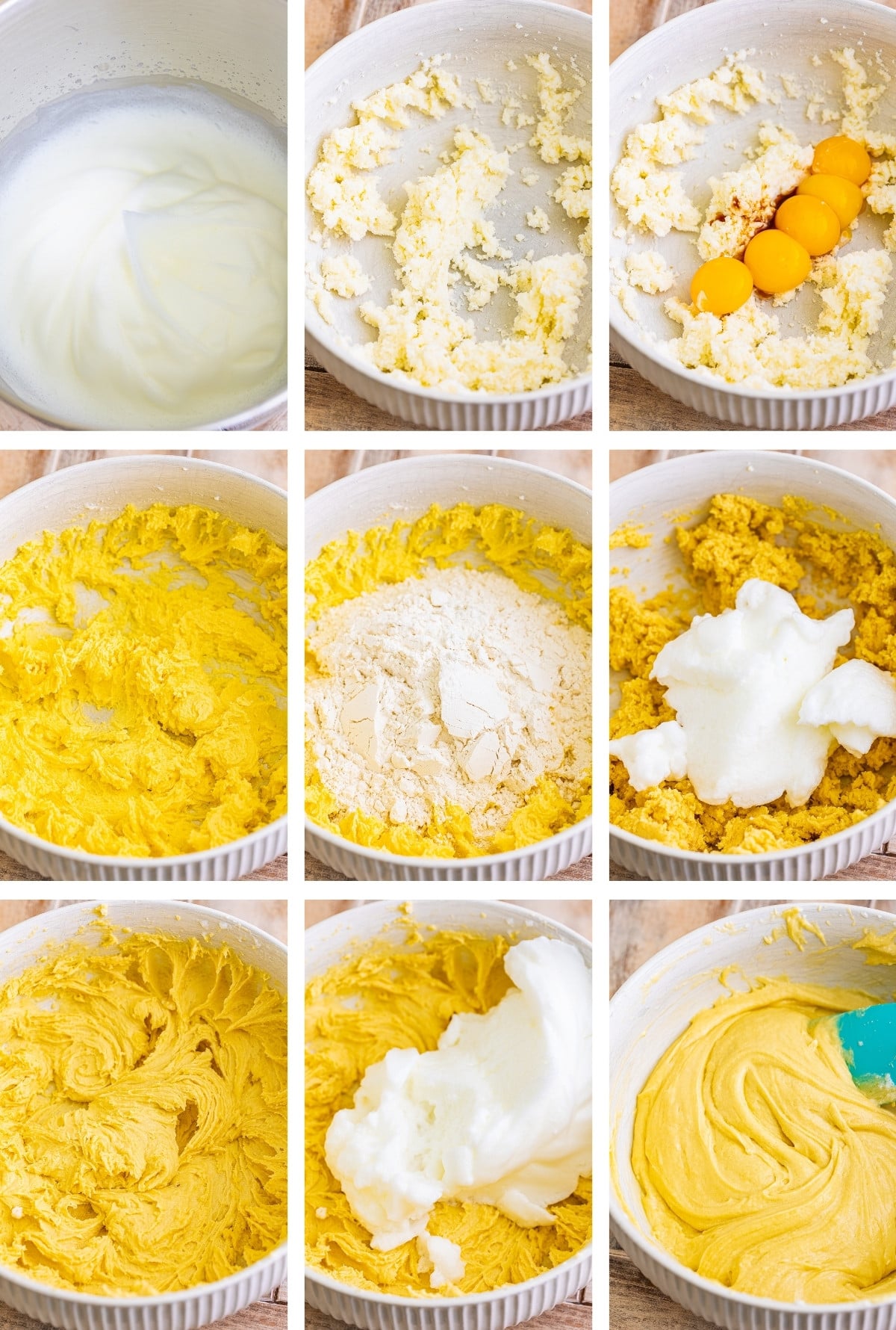 collage of images showing how to make the batter for Mexican Tres Leches Cake Recipe