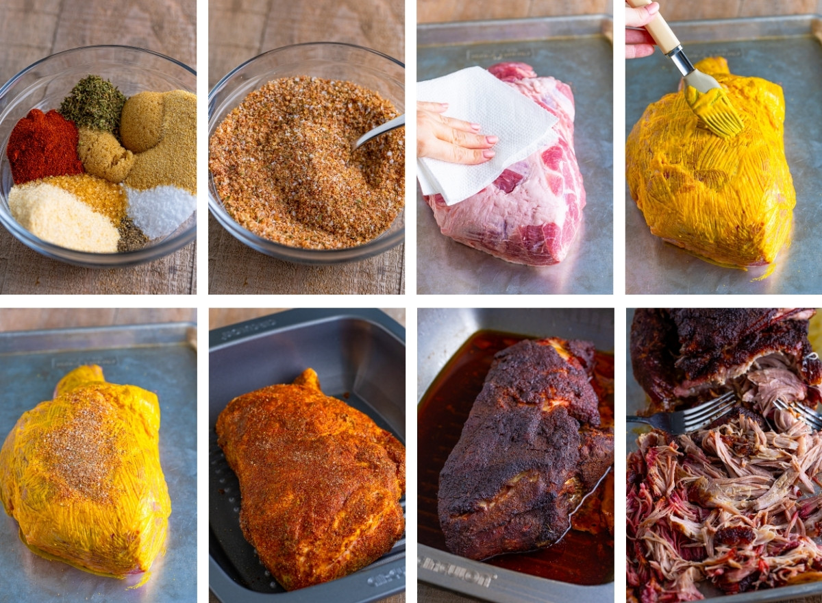 collage of images showing how to make Pulled Pork
