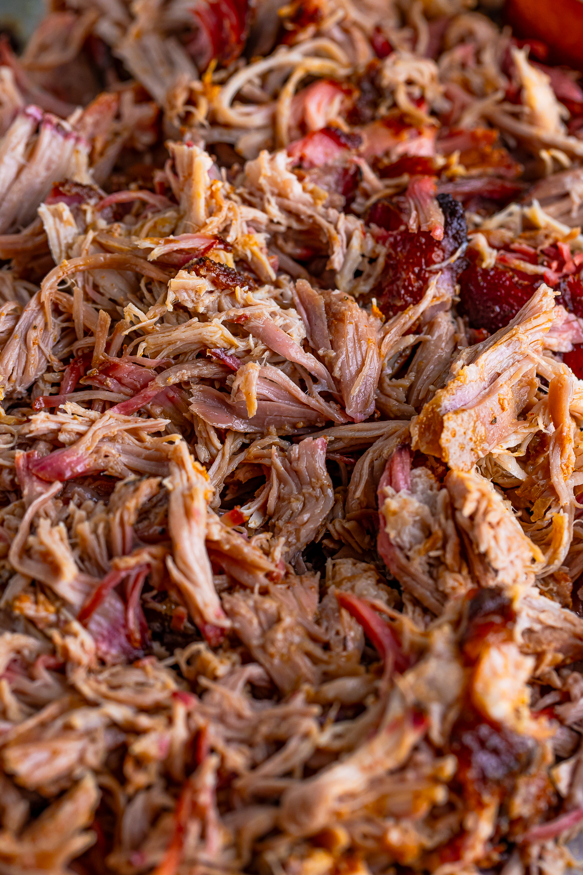 up close image of Pulled Pork on sheet tray