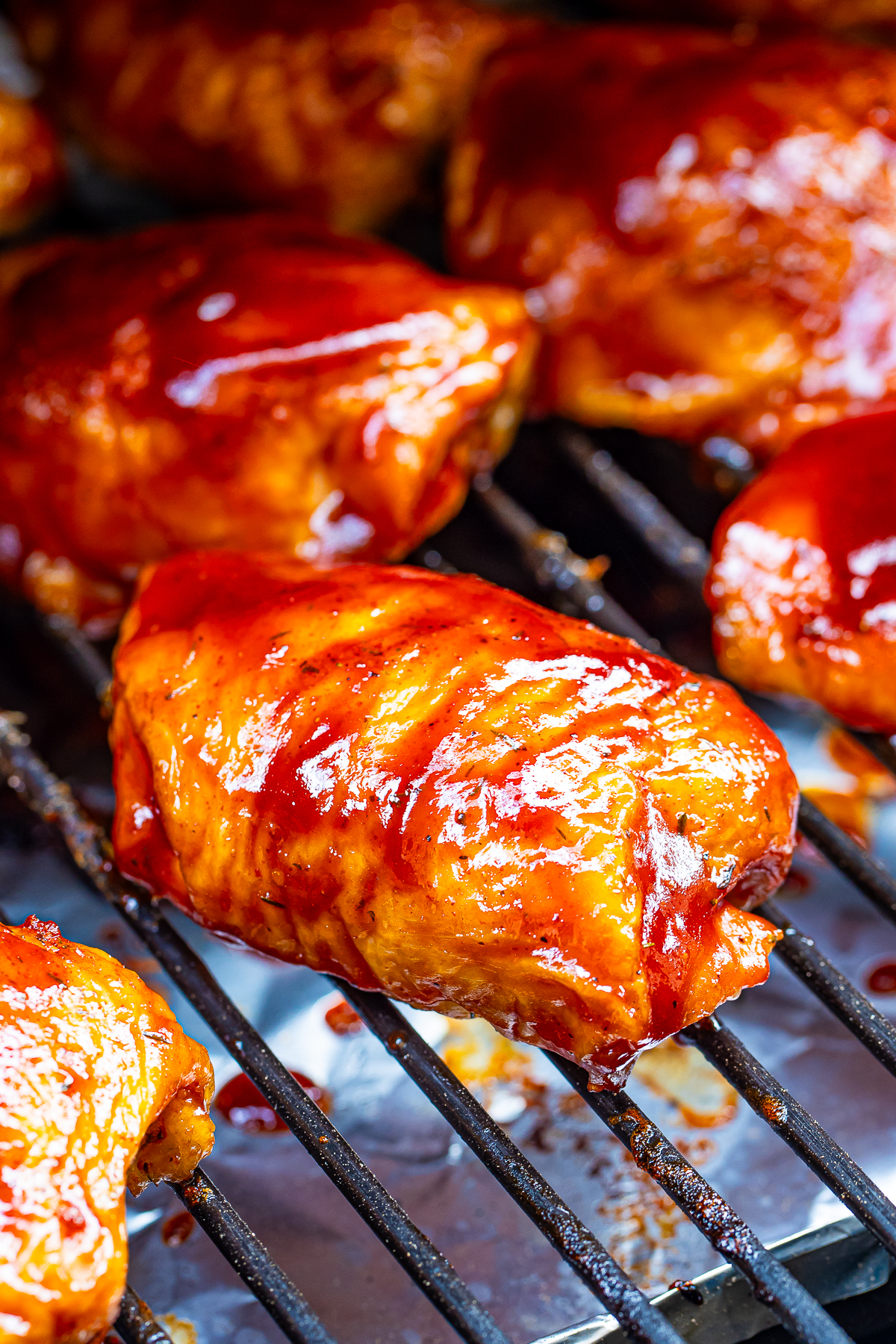 Smoked Chicken Thighs finished on the grill