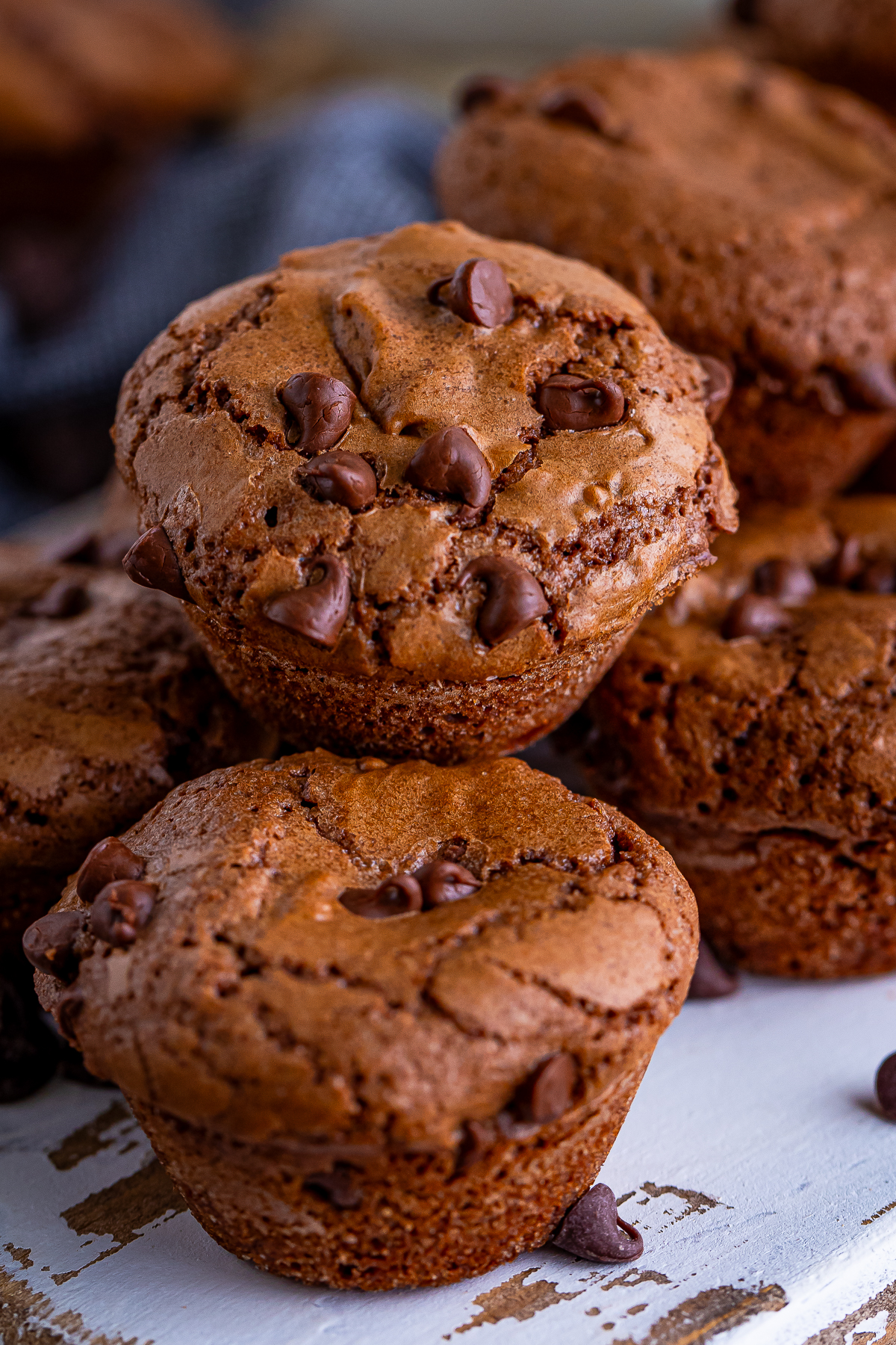 up close image of 2 Bite Brownies stacked on top of each other