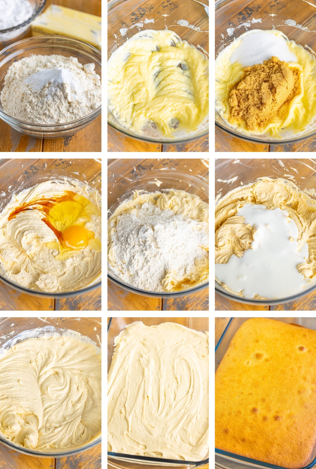 collage of images showing how to make the cake for Caramel Cake