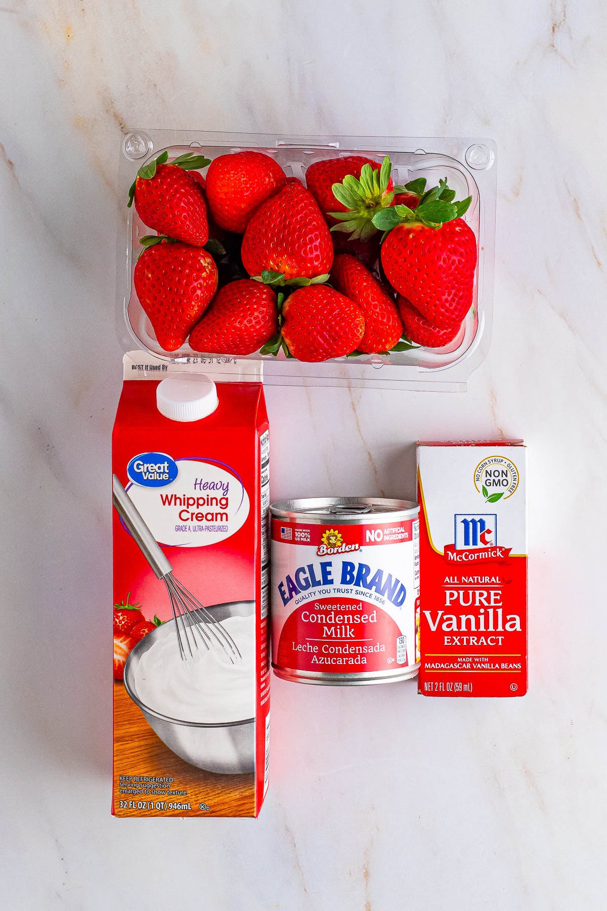 ingredients needed to make Strawberry ice cream