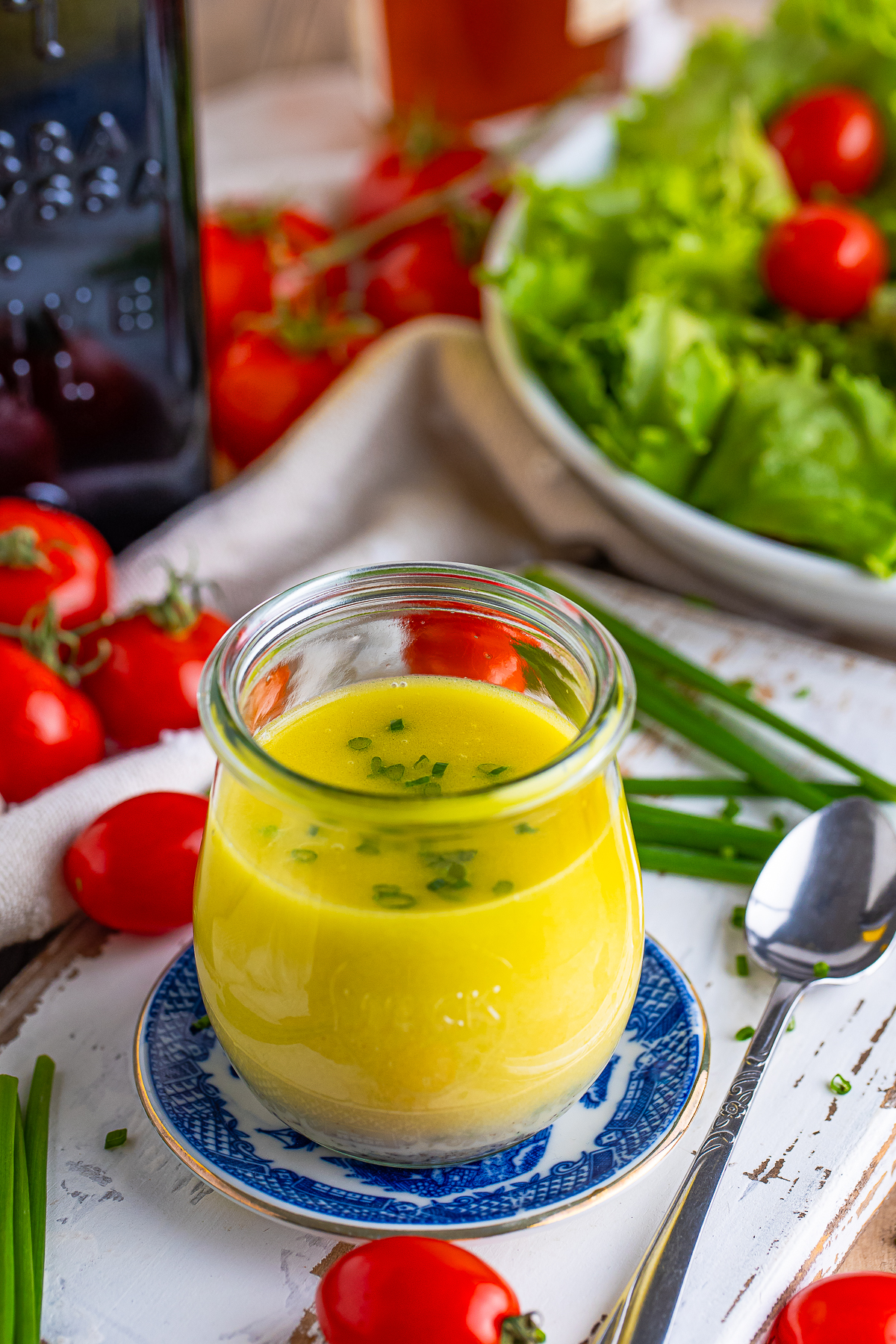 Apple Cider Vinegar Dressing in a clear jar