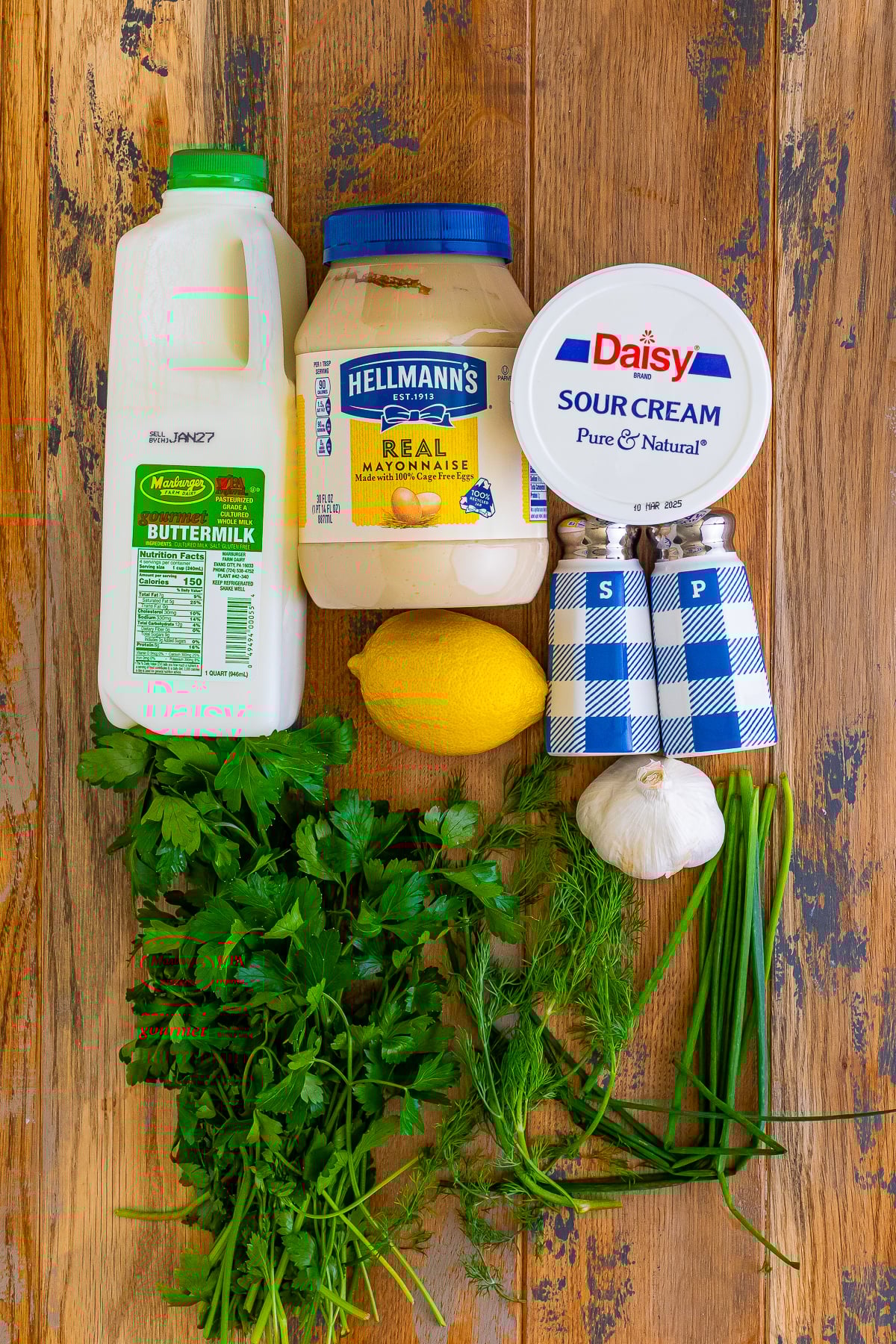 ingredients needed to make Buttermilk Ranch Salad Dressing