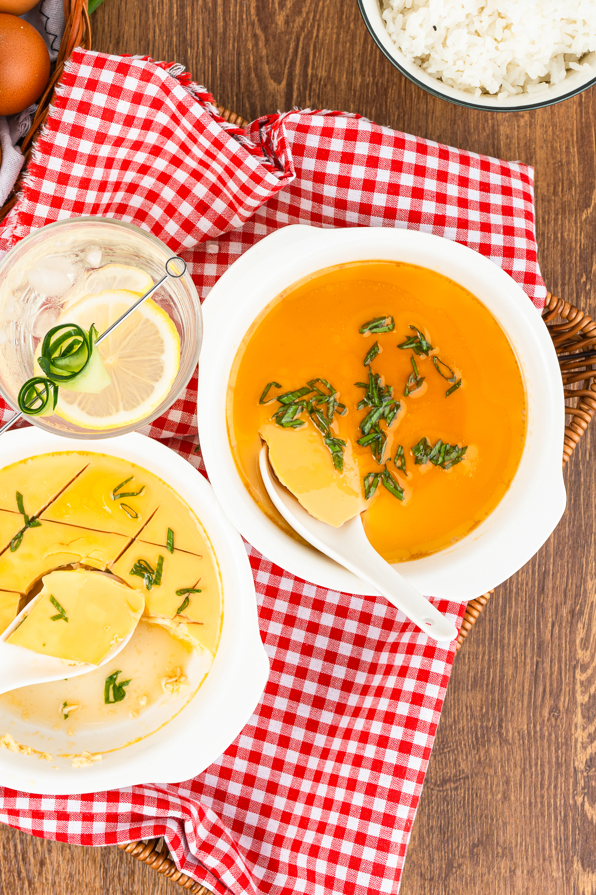overhead image of Chinese Steamed Eggs Recipe