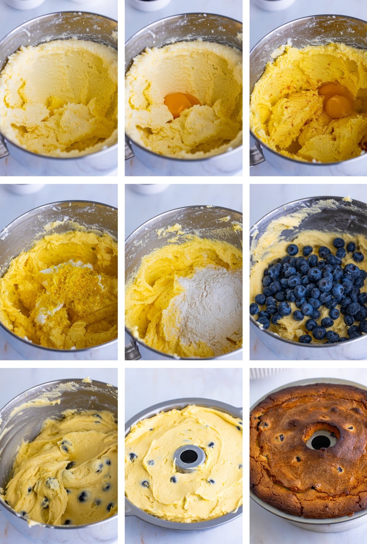 how to make the batter for lemon blueberry pound cake