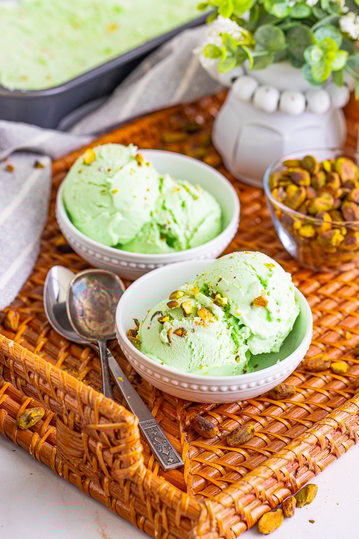 Pistachio Ice Cream in little bowl 