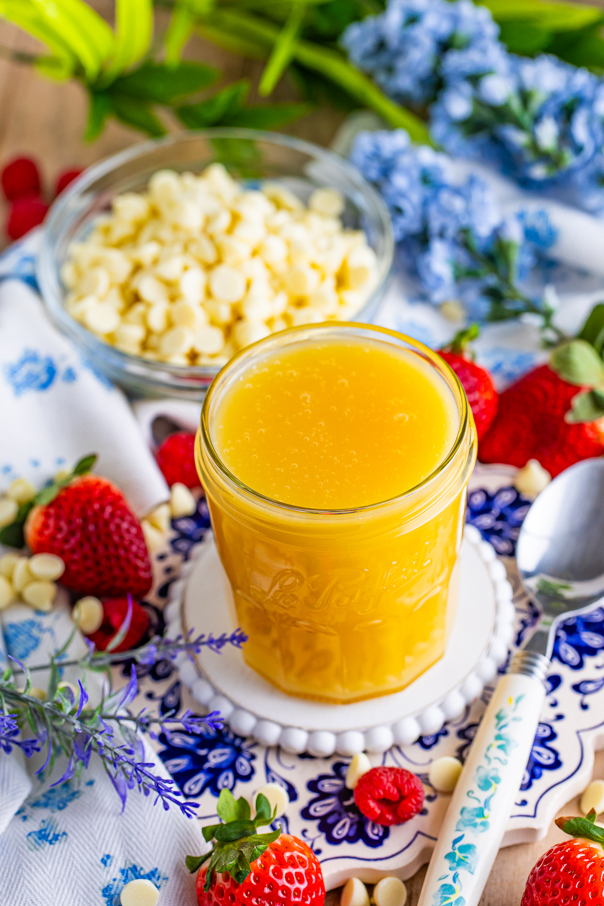 White Chocolate Sauce in a glass jar