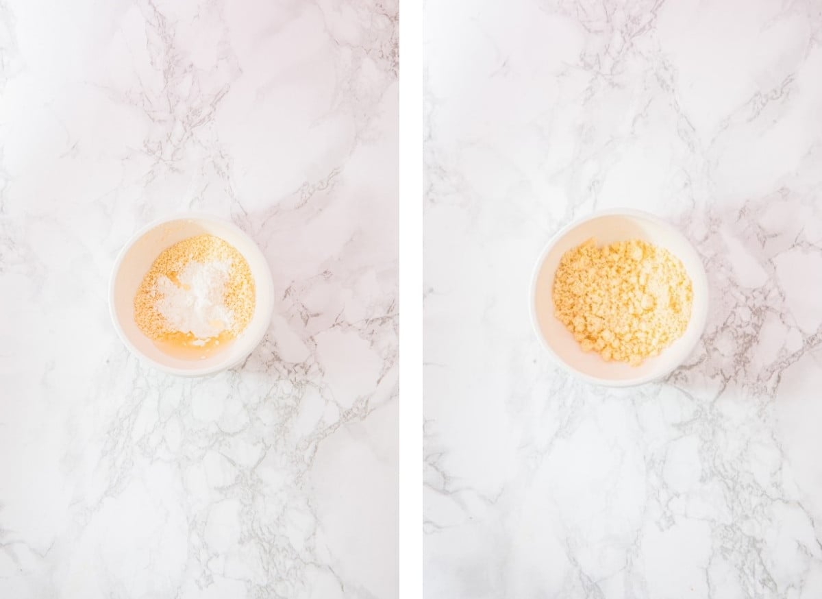 making the topping for cottage cheese muffins