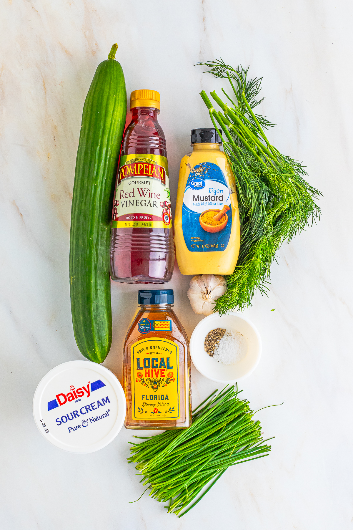ingredients needed to make Cucumber Salad with Sour Cream