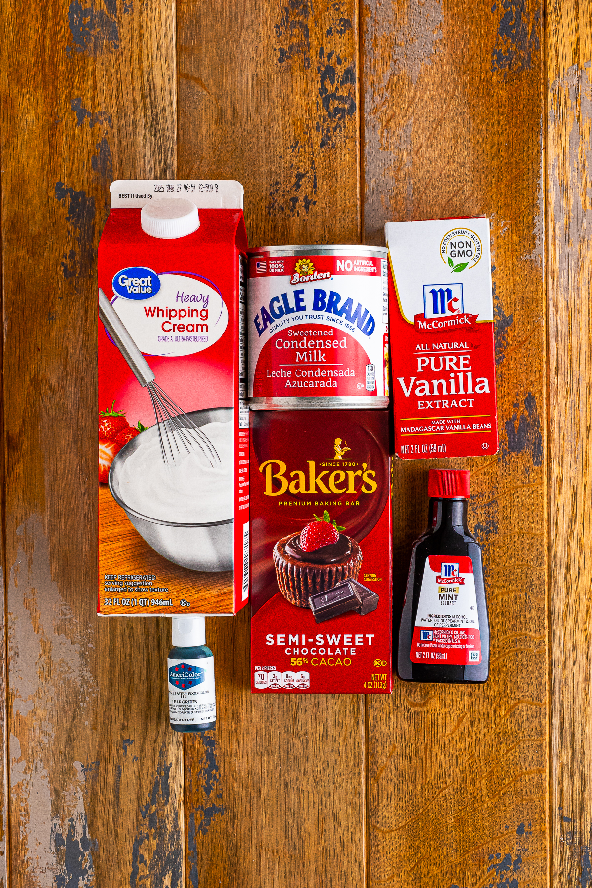 ingredients needed to make mint chocolate chip ice cream