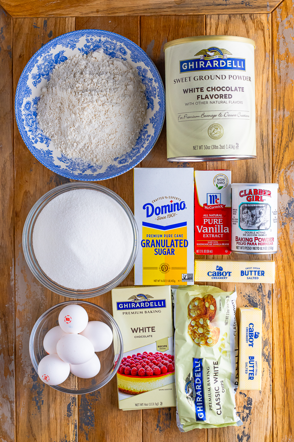 ingredients needed to make White Chocolate Brownies