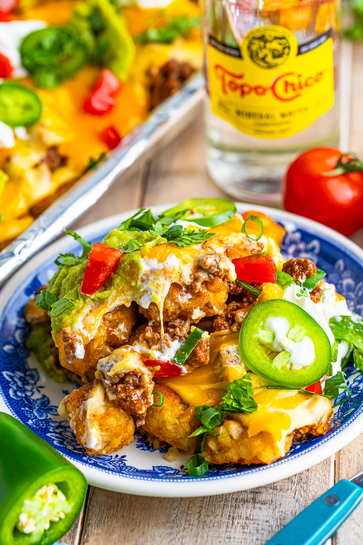 I love tater tots and I love nachos. BOOM! Tater Tot Nachos! 