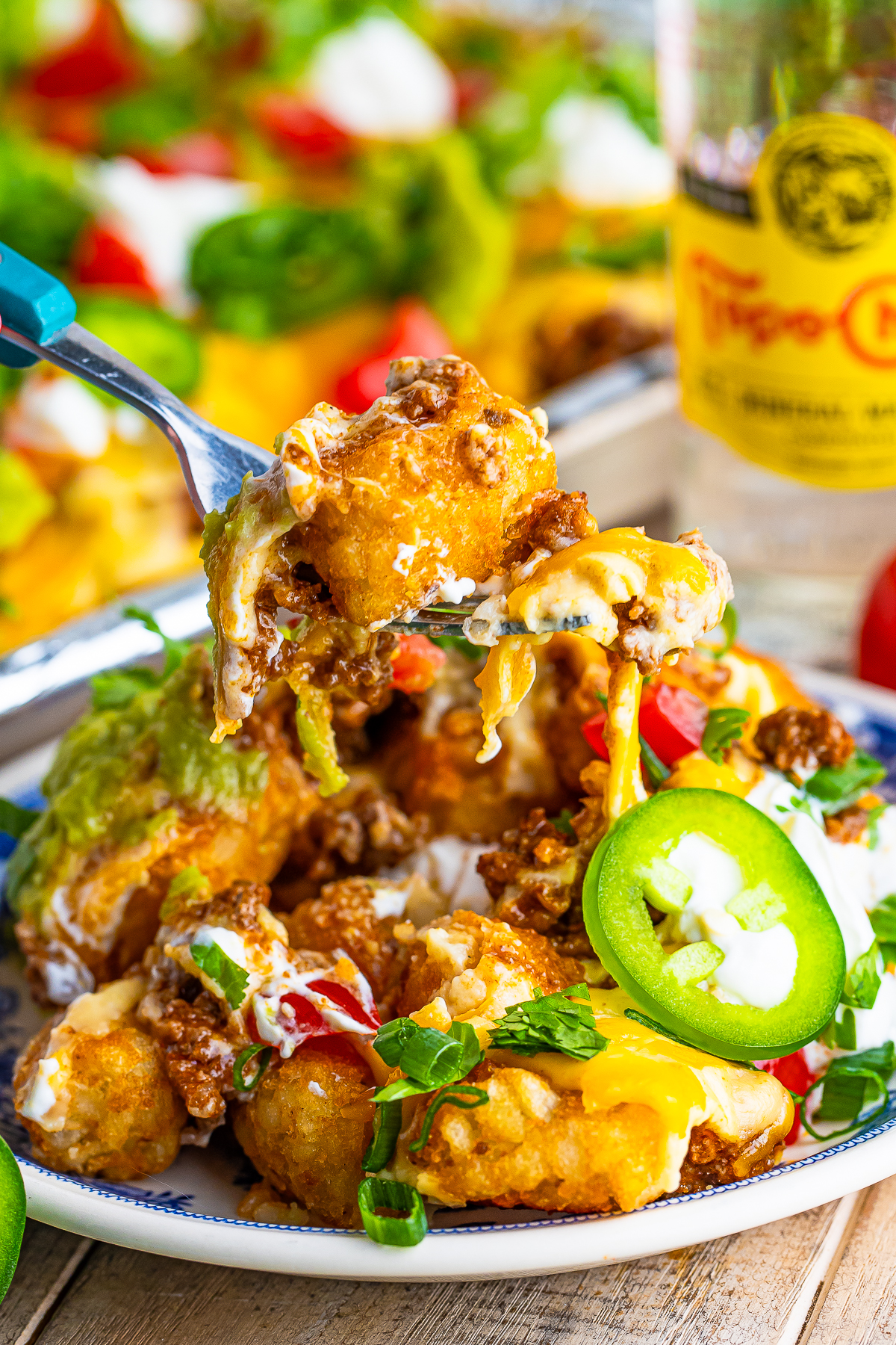 I love tater tots and I love nachos. BOOM! Tater Tot Nachos! 