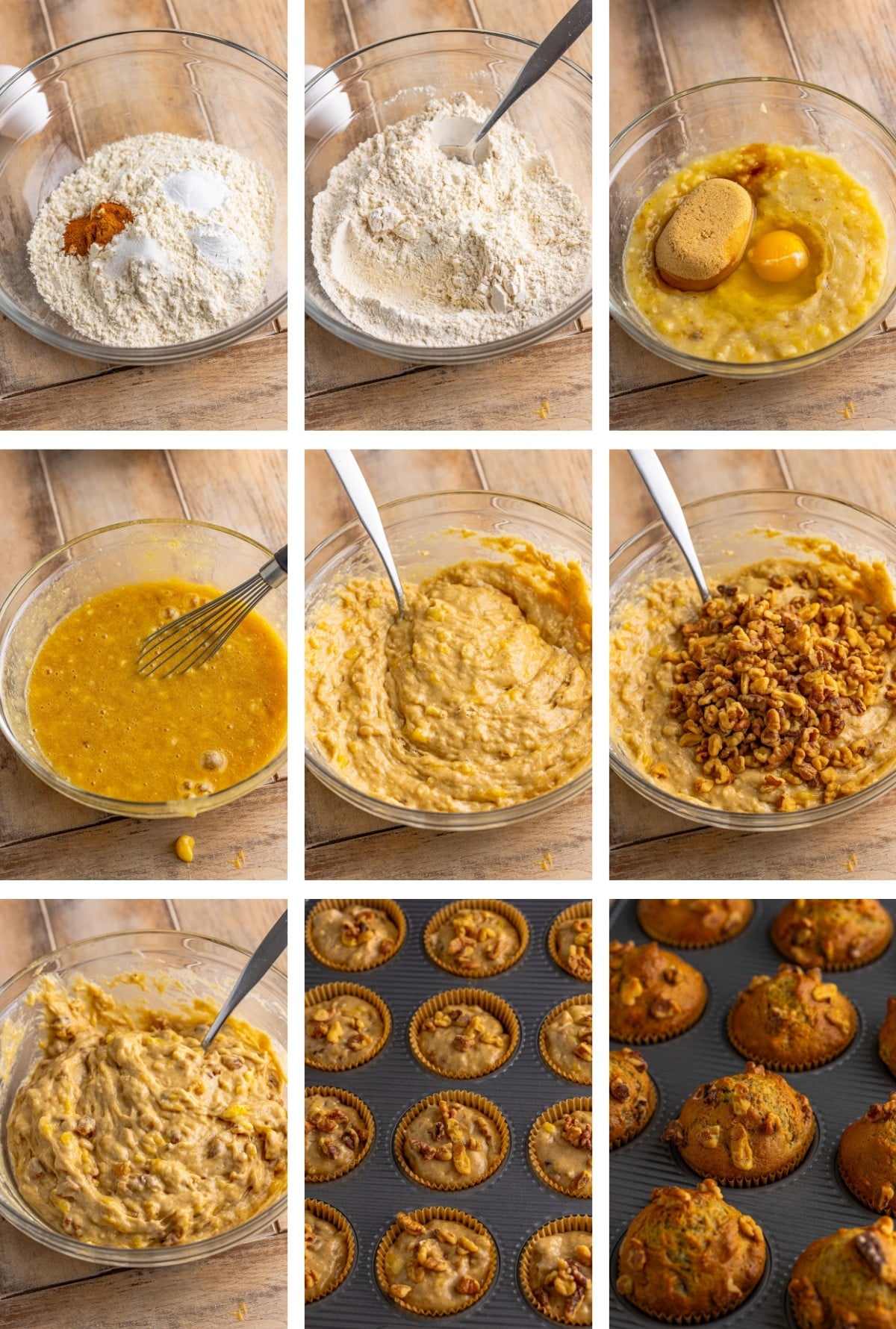 I love muffins because they’re quick bread you can eat with one hand while searching for your missing shoe. Ha!
These Banana Nut Muffins fit the bill.