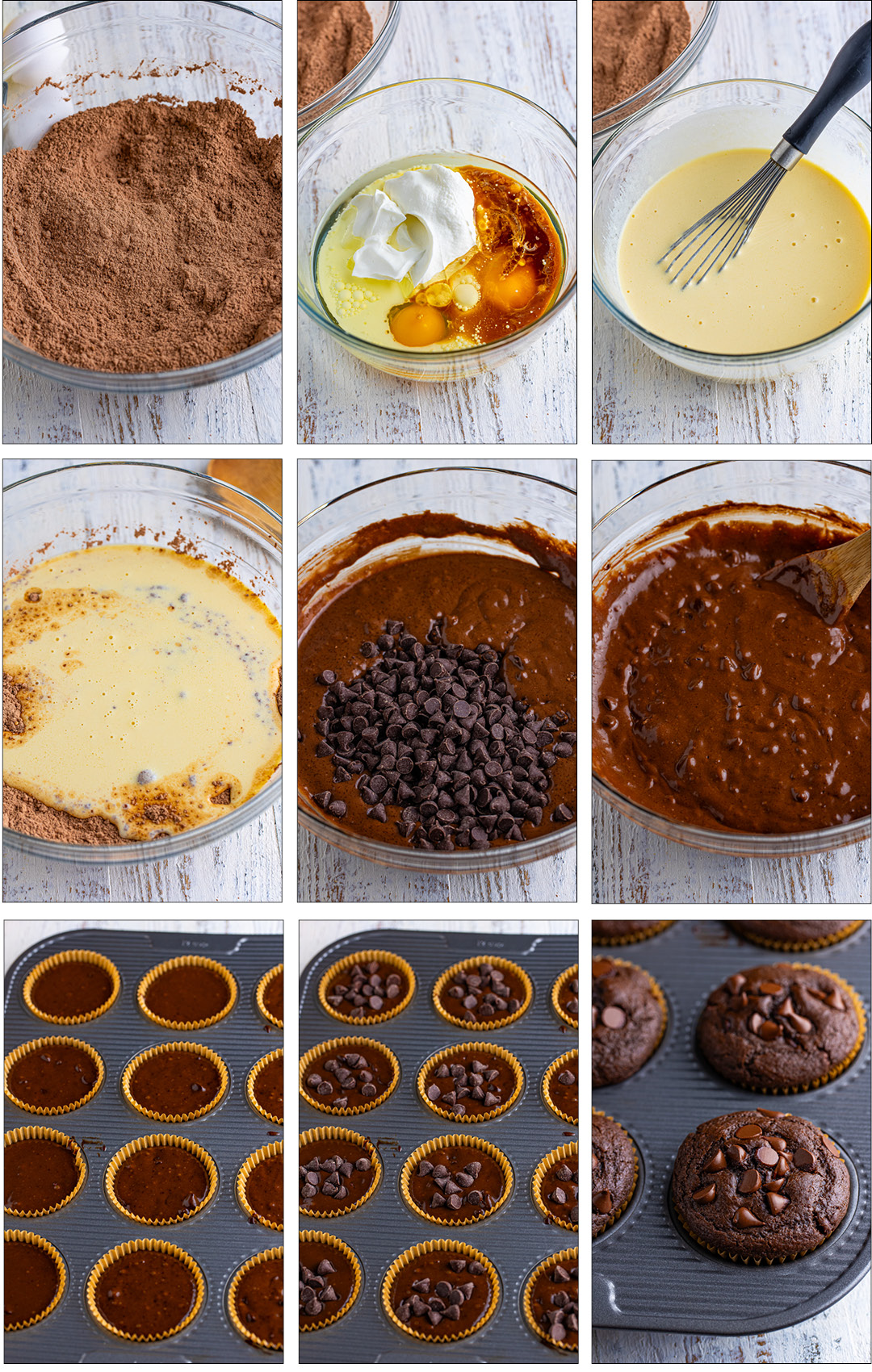 Who doesn’t get excited when the kitchen smells like warm, gooey chocolate?

 These Chocolate Muffins are the kind you see in a coffee shop bakery case—soft, fluffy muffins filled with melty dark chocolate chips and topped with extra chocolate chunks for good measure.

You can whip up a whole batch of chocolate muffins at home with simple ingredients you probably already have in your pantry!