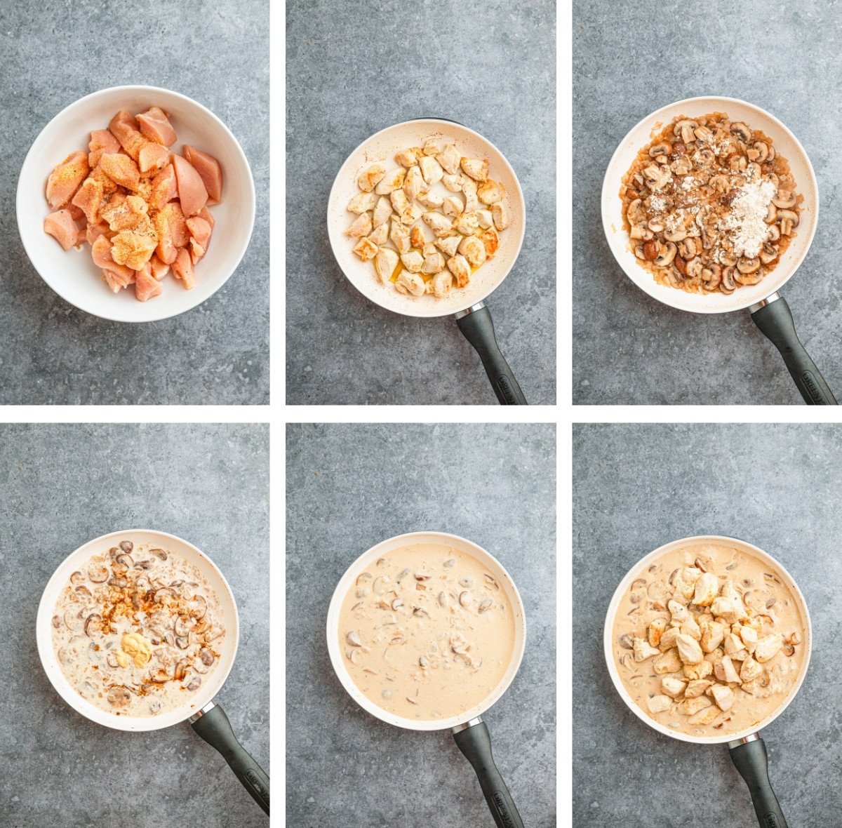 This shows the 9 stages of coocking the meal