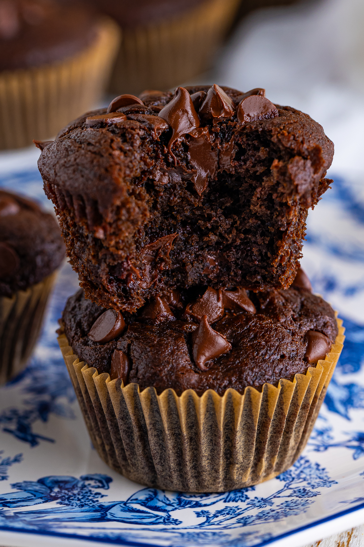 Who doesn’t get excited when the kitchen smells like warm, gooey chocolate?

 These Chocolate Muffins are the kind you see in a coffee shop bakery case—soft, fluffy muffins filled with melty dark chocolate chips and topped with extra chocolate chunks for good measure.

You can whip up a whole batch of chocolate muffins at home with simple ingredients you probably already have in your pantry!