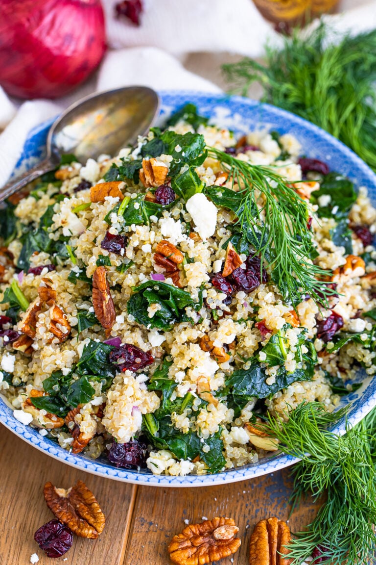 Kale and Quinoa Salad with Cranberries and Pecans