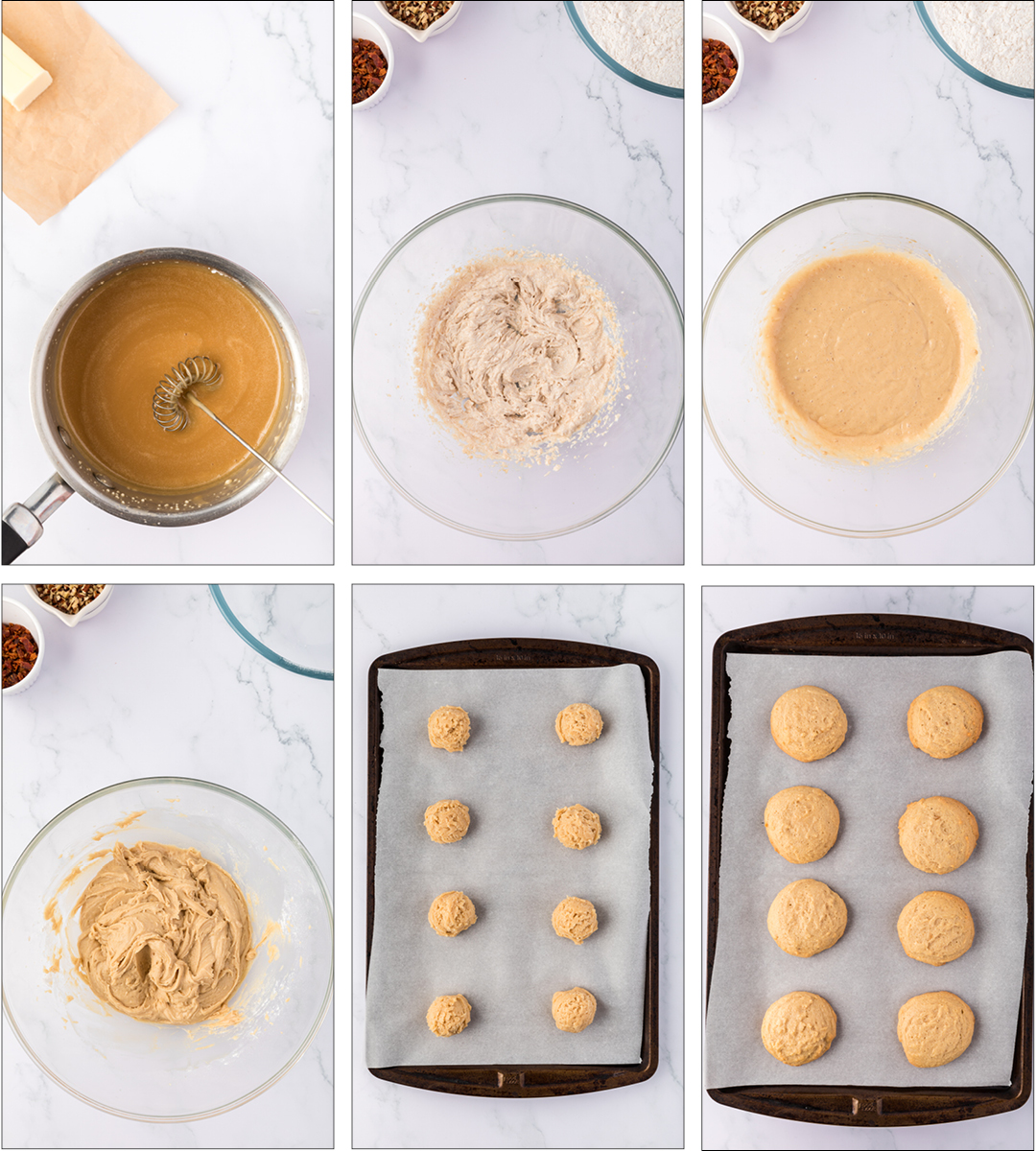This is a picture of all stages of what the recipe should look like while making the recipe.