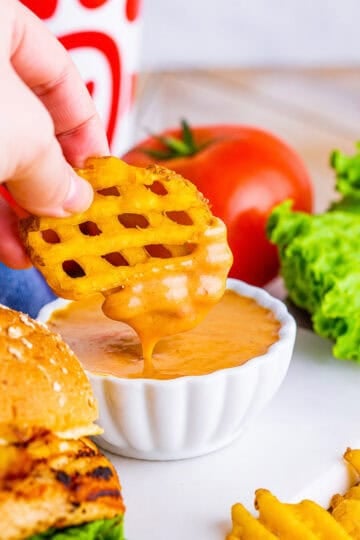 Copycat Chick-Fil-A Honey Roasted BBQ Sauce Recipe in a small dipping bowl with a glossy smoked-paprika-tinted finish, ready to serve as a creamy sweet-savory dipping sauce.
