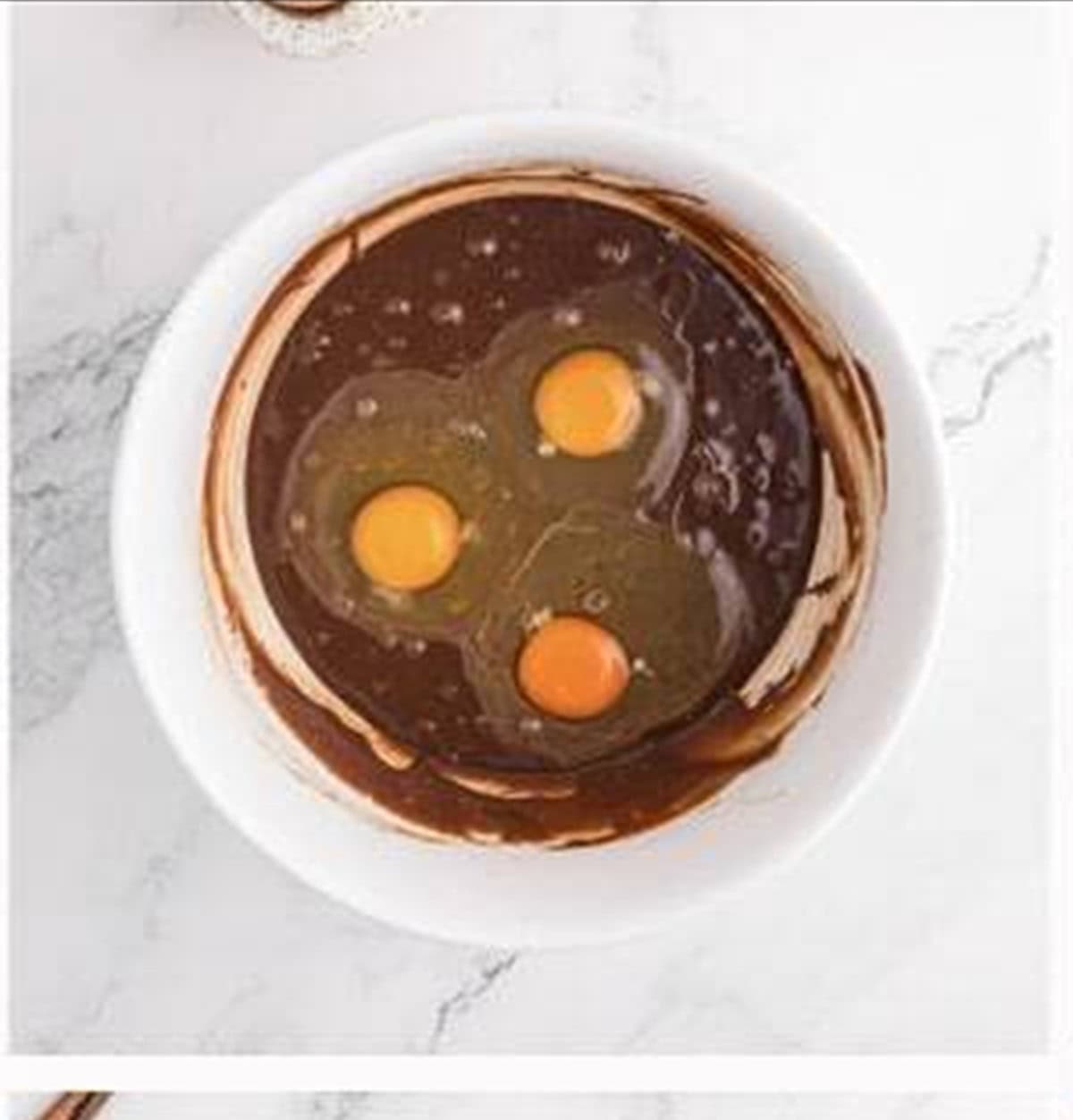 Eggs added to the brownie batter.