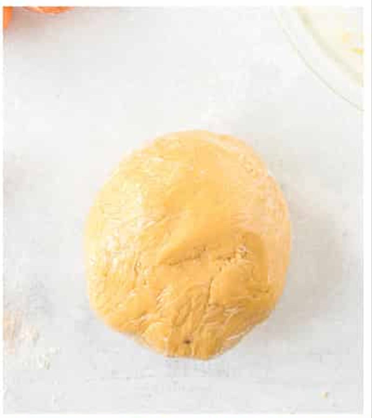 Fig newton dough shaped into a ball before chilling.