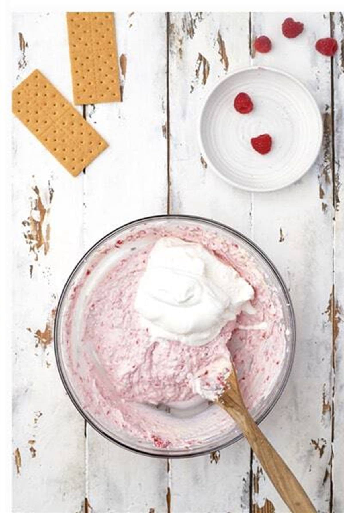Whipped topping added to the raspberry filling.