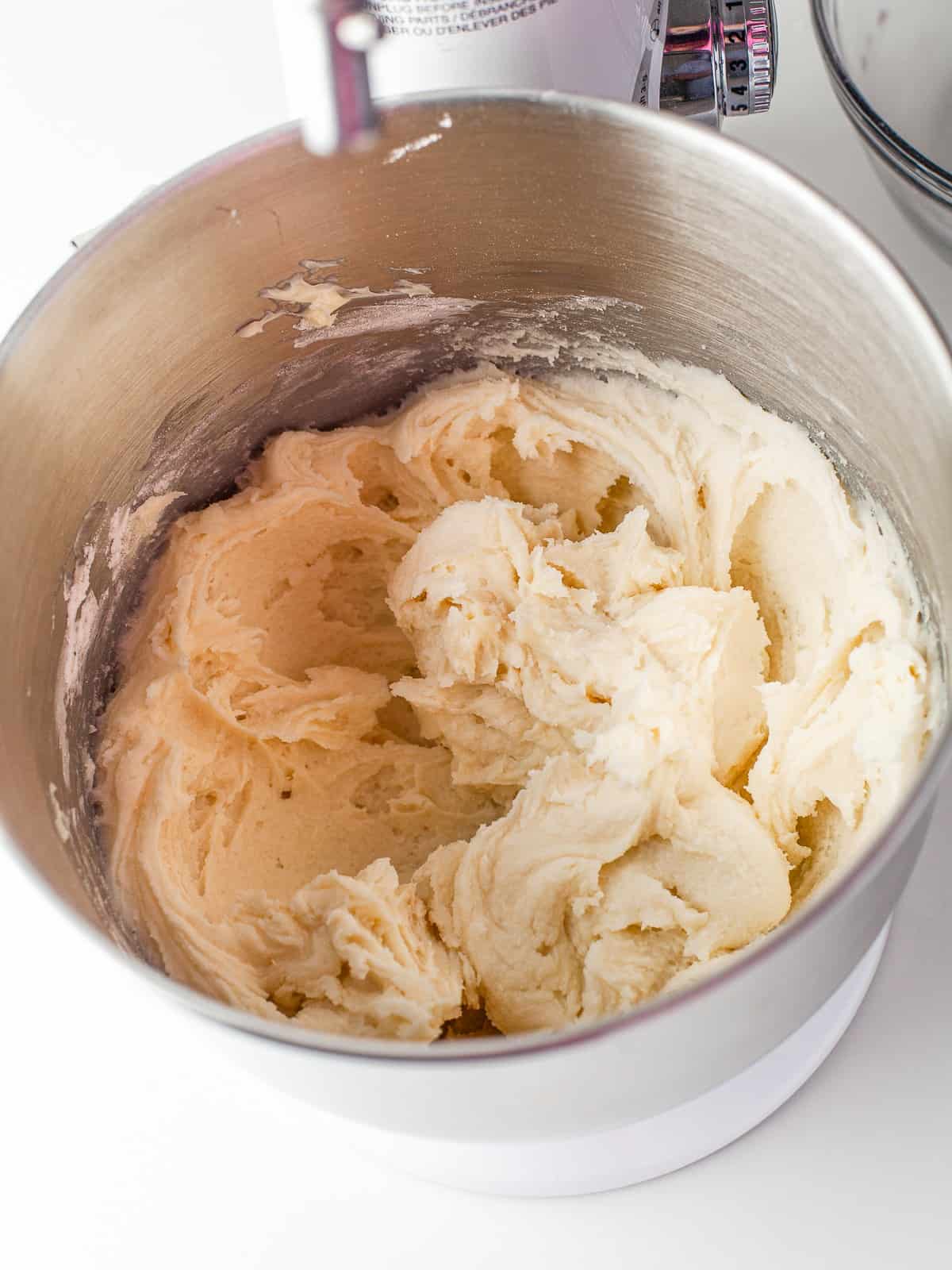 Buttercream beaten until fluffy for 4th of July cupcakes.