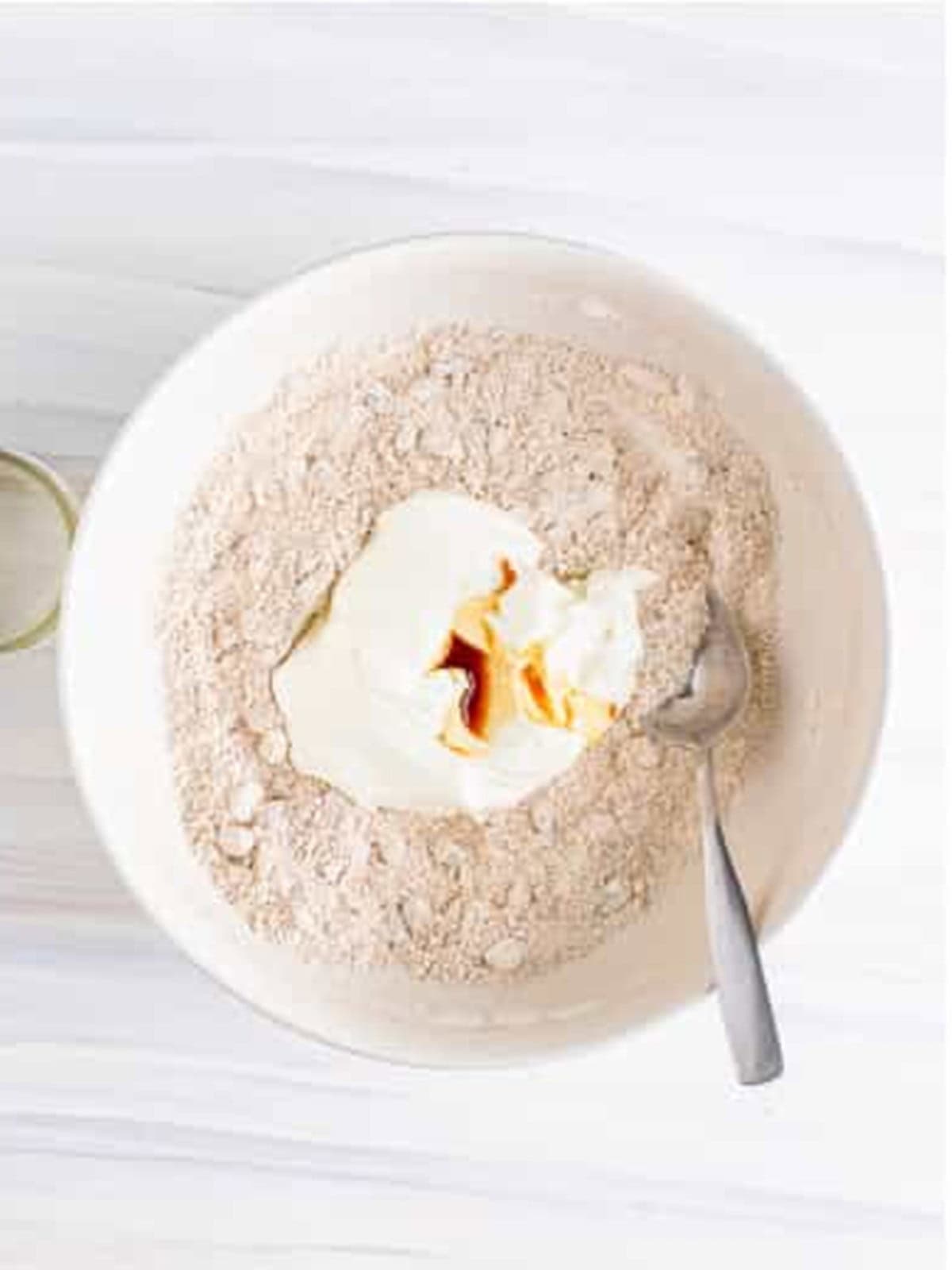 Greek yogurt and vanilla added to the flour mixture for air fryer bagels.