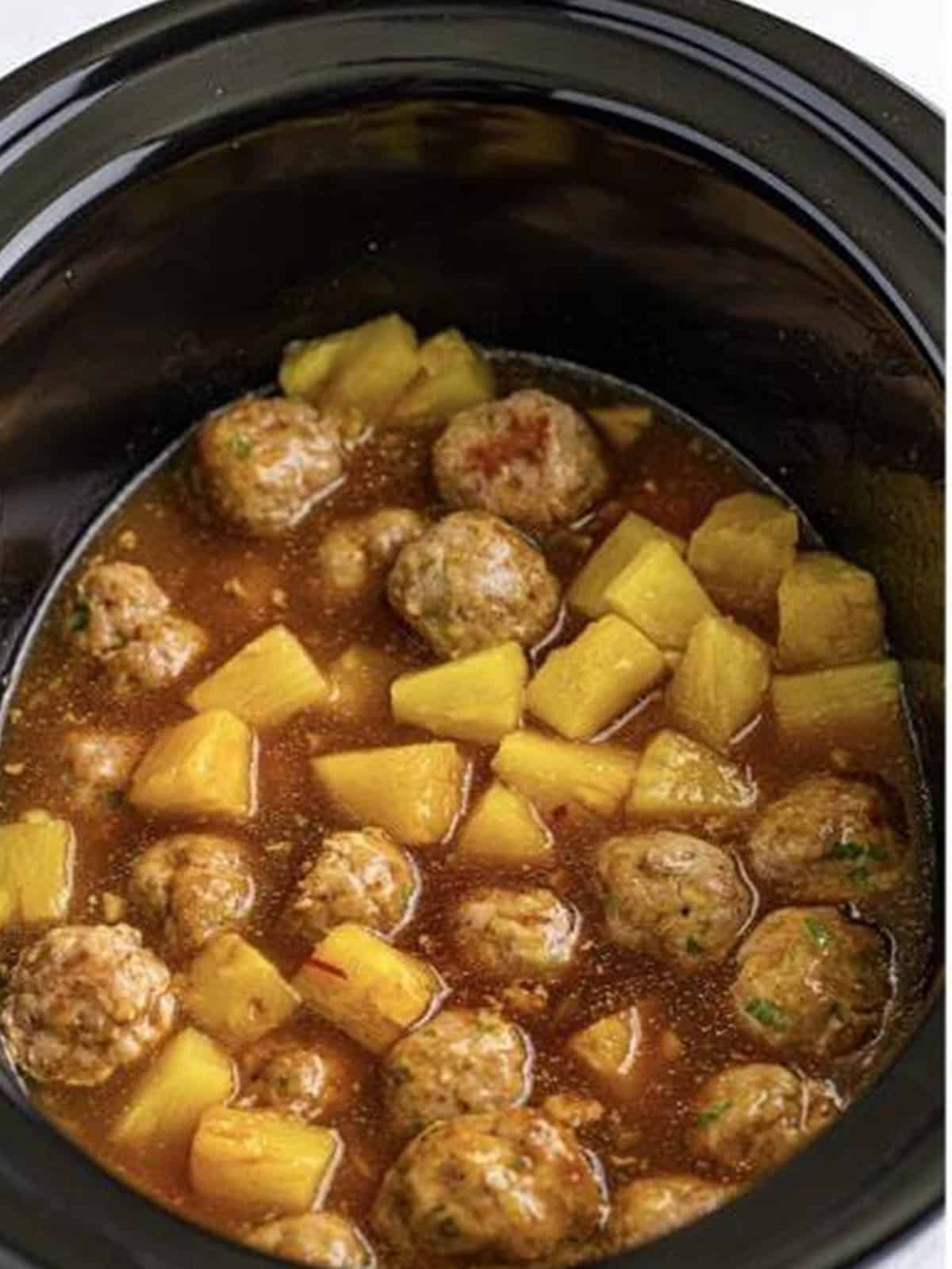 Sweet chili and hoisin sauce poured over the meatballs.