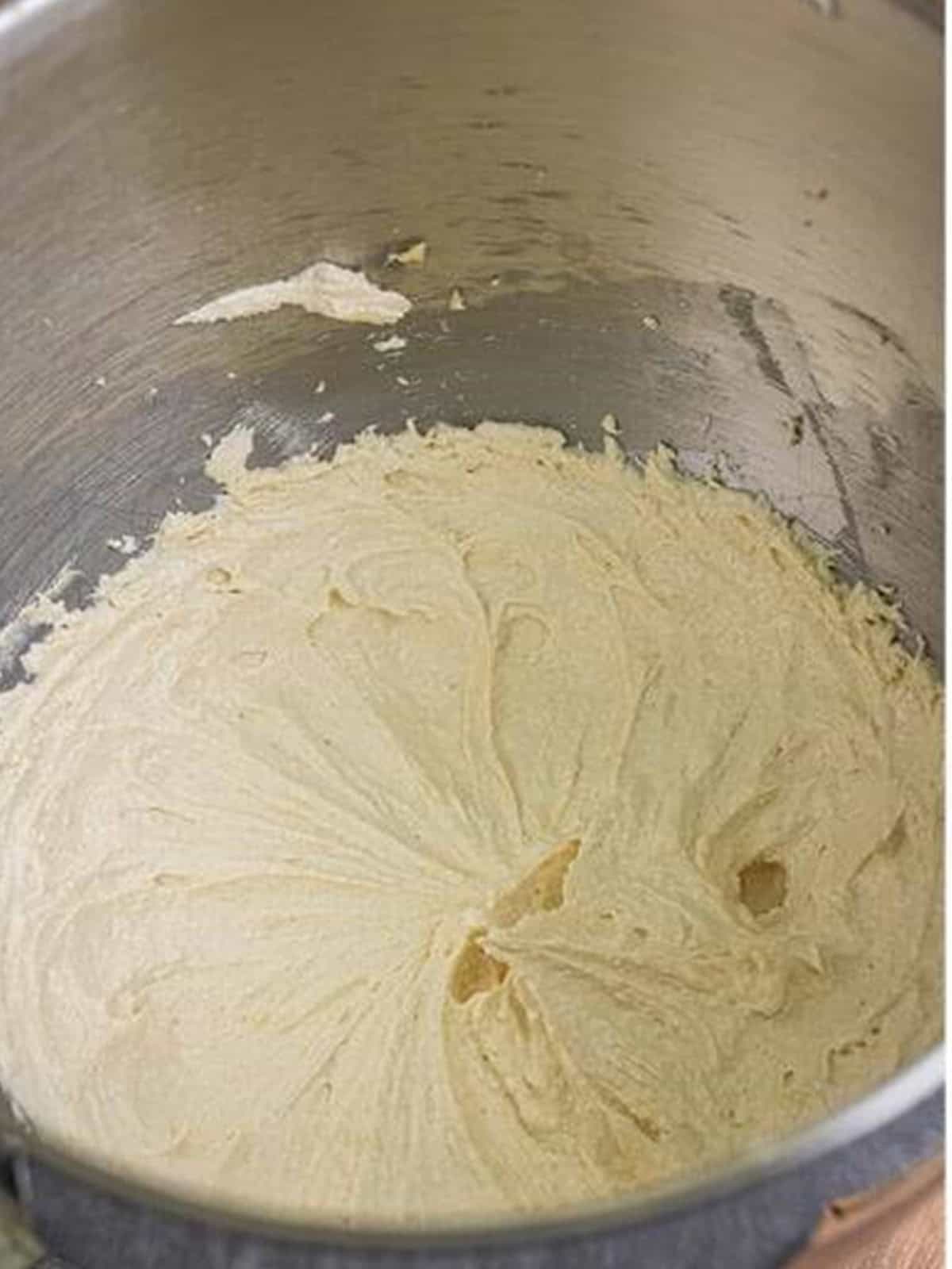 Butter and brown sugar whipped together in a stand mixer.