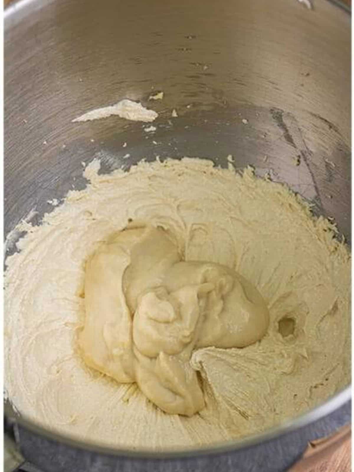 The brown sugar frosting whipped until light and fluffy.