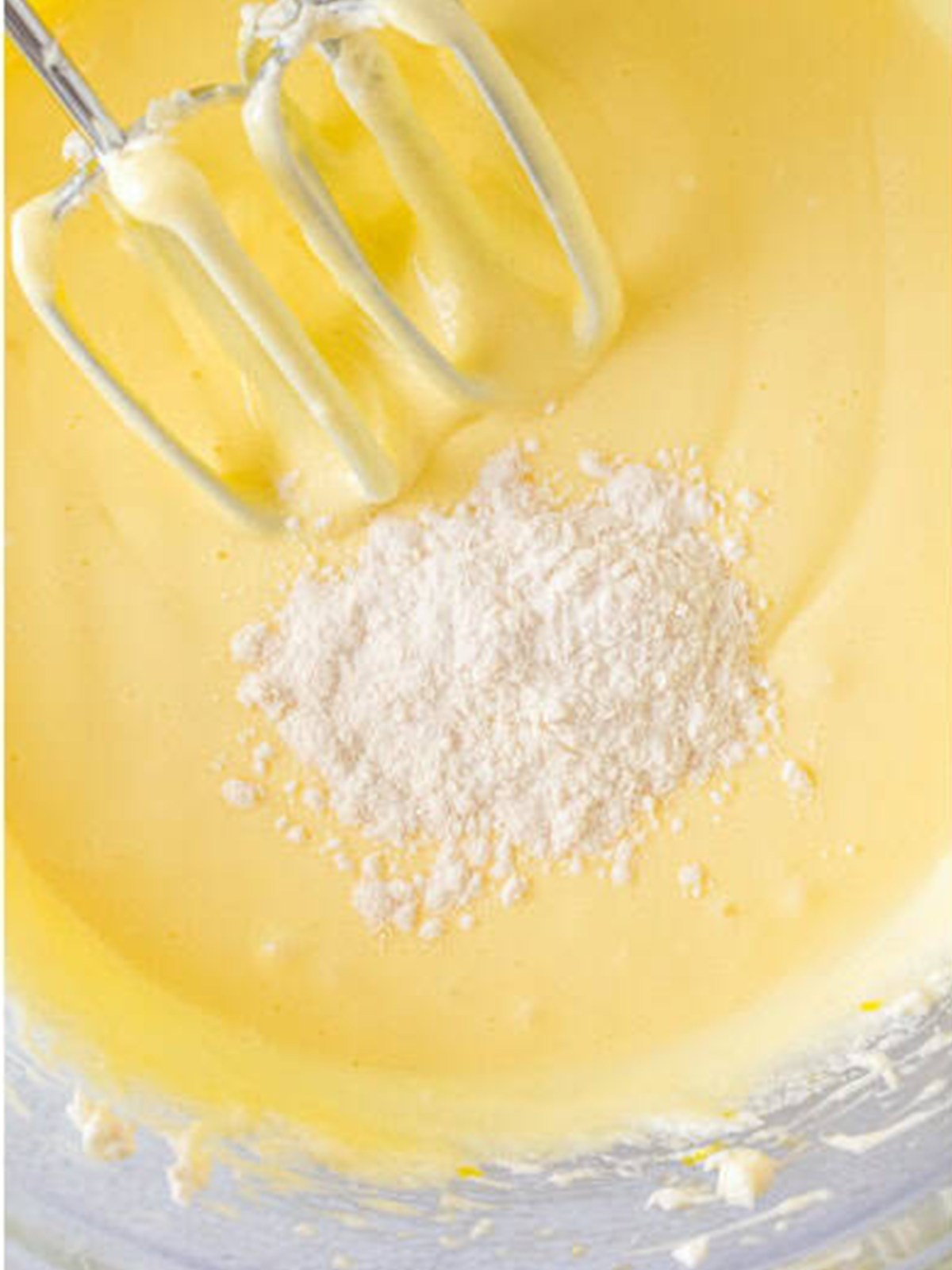 Heavy cream and flour mixed into the basque cheesecake batter.