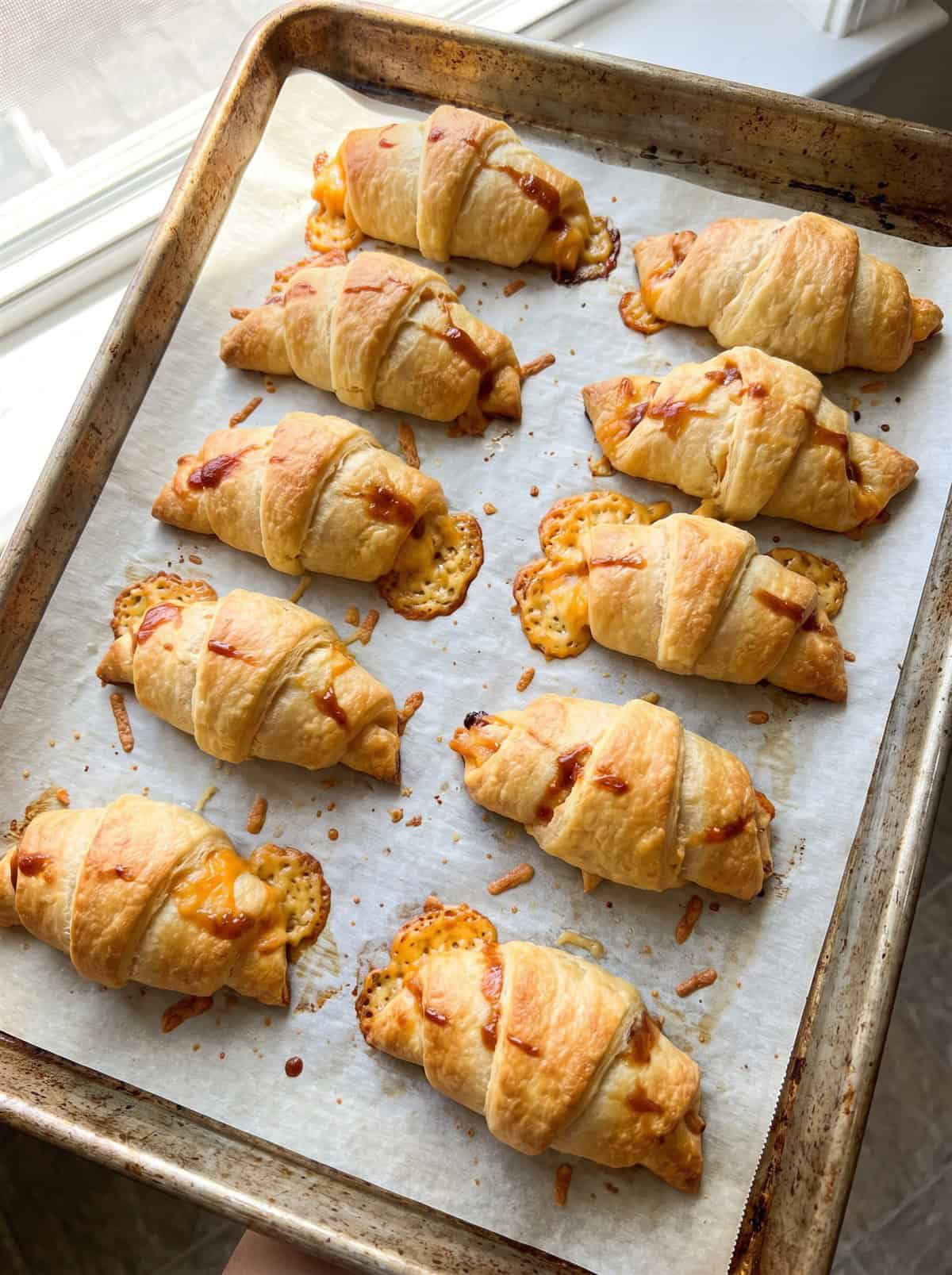 Golden baked BBQ chicken crescent rolls fresh from the oven.