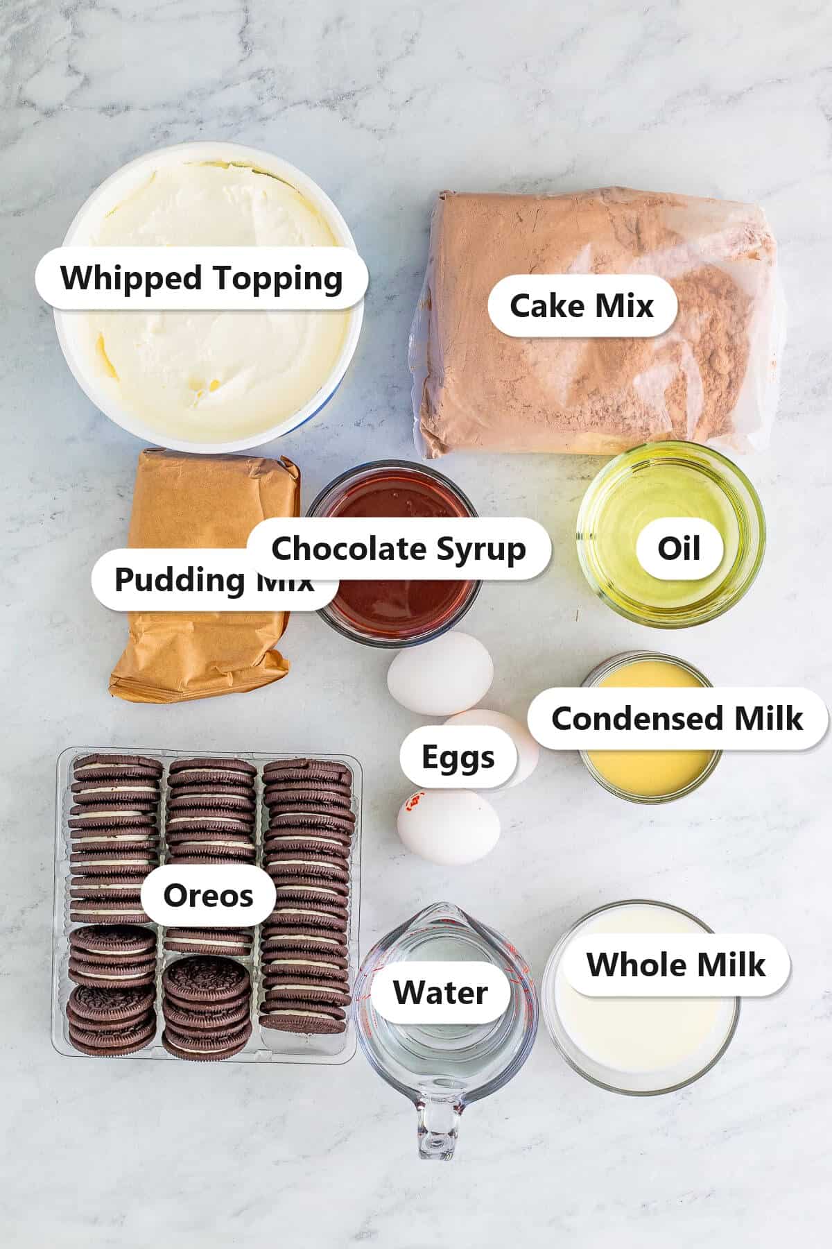 Oreo better than sex cake ingredients labeled on marble