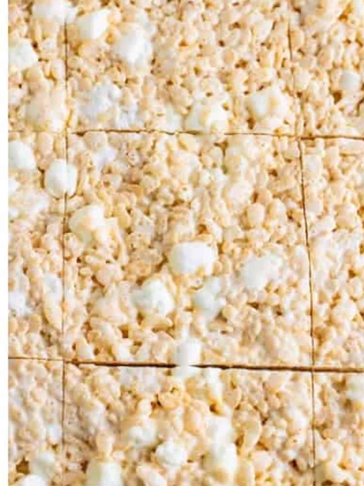 Set brown butter rice krispie treats cut into neat squares.