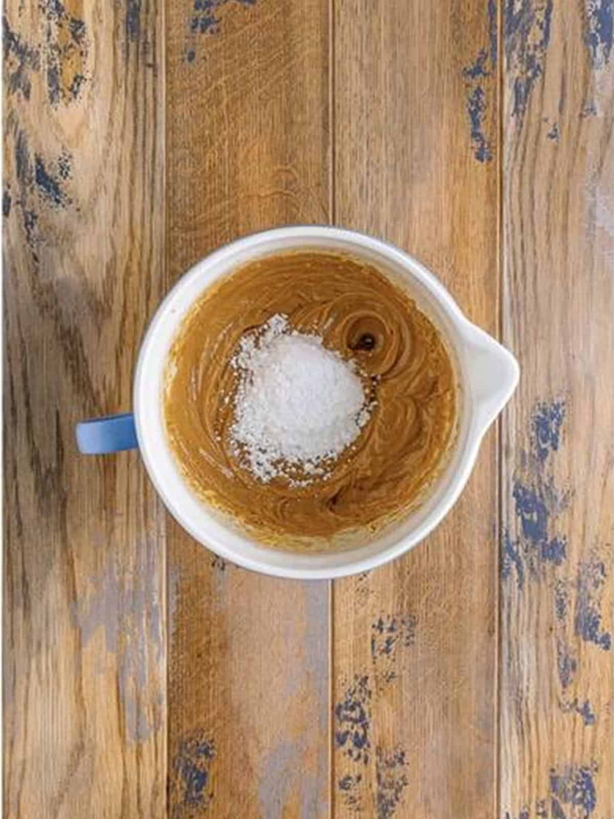 Powdered sugar and vanilla added to the whipped peanut butter mixture.