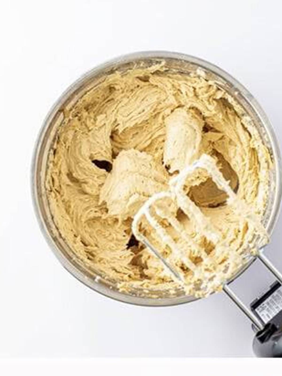 Butterfinger cheesecake filling beaten smooth.