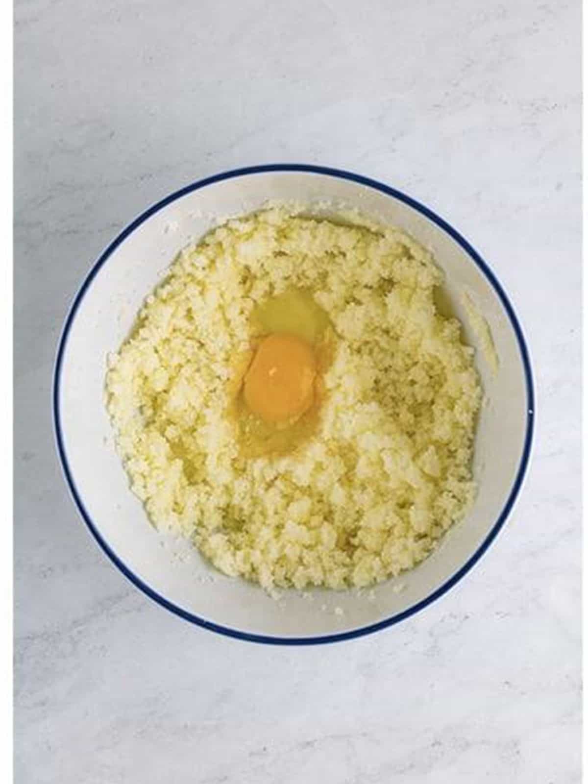 Sugar and butter creamed together with an egg added for Buttermilk Pie.