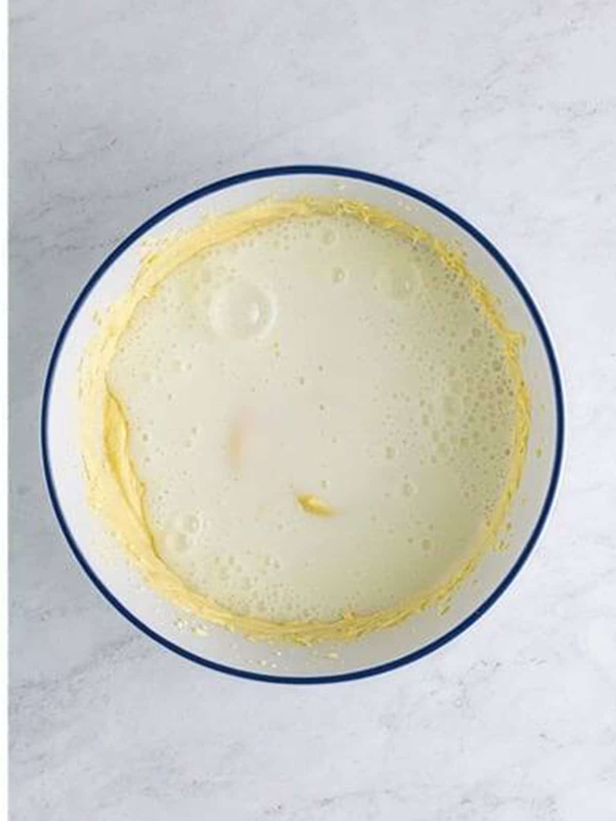 Buttermilk mixed into the pie filling until smooth.