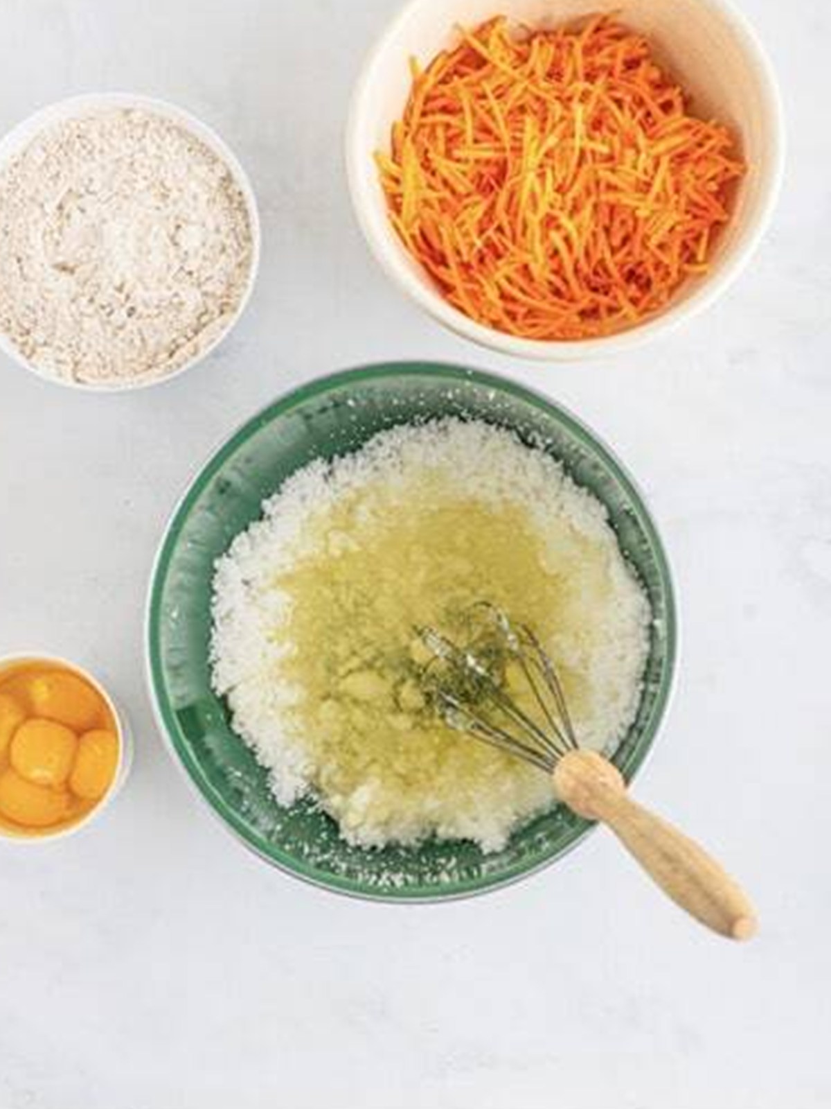 Vegetable oil added to the creamed butter and sugar.