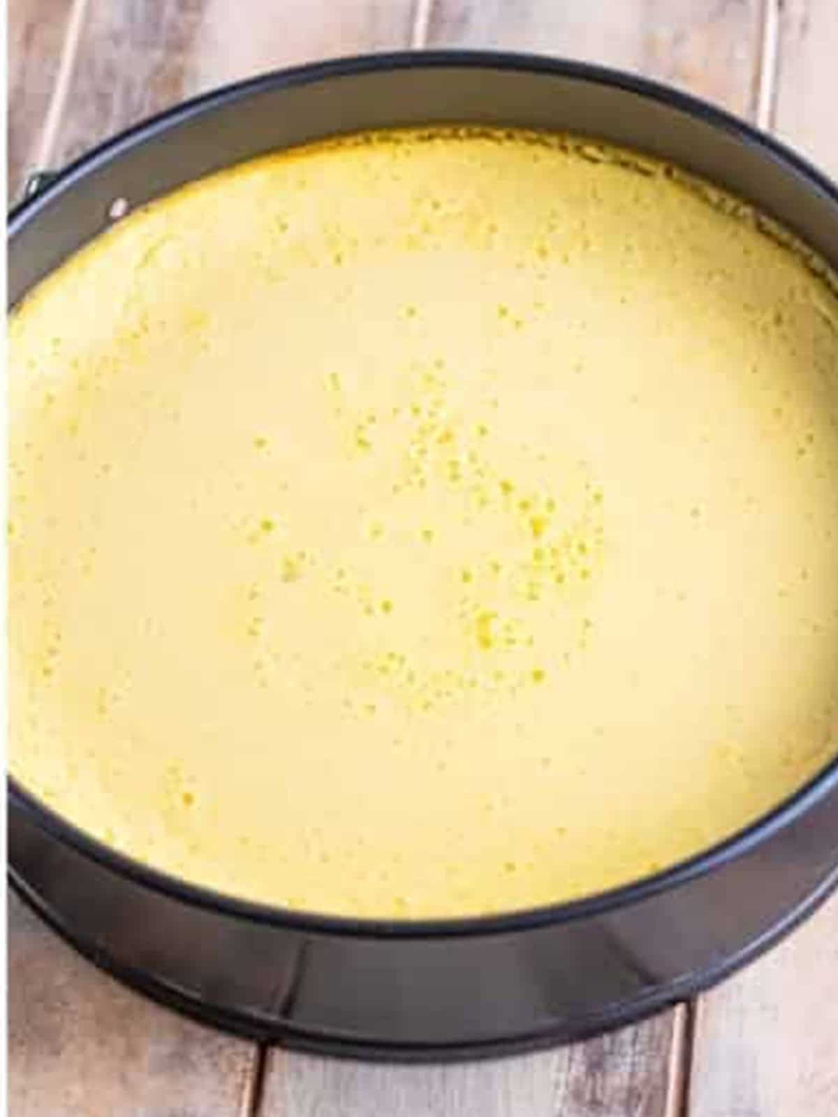 Baked golden cottage cheese cake fresh from the oven.