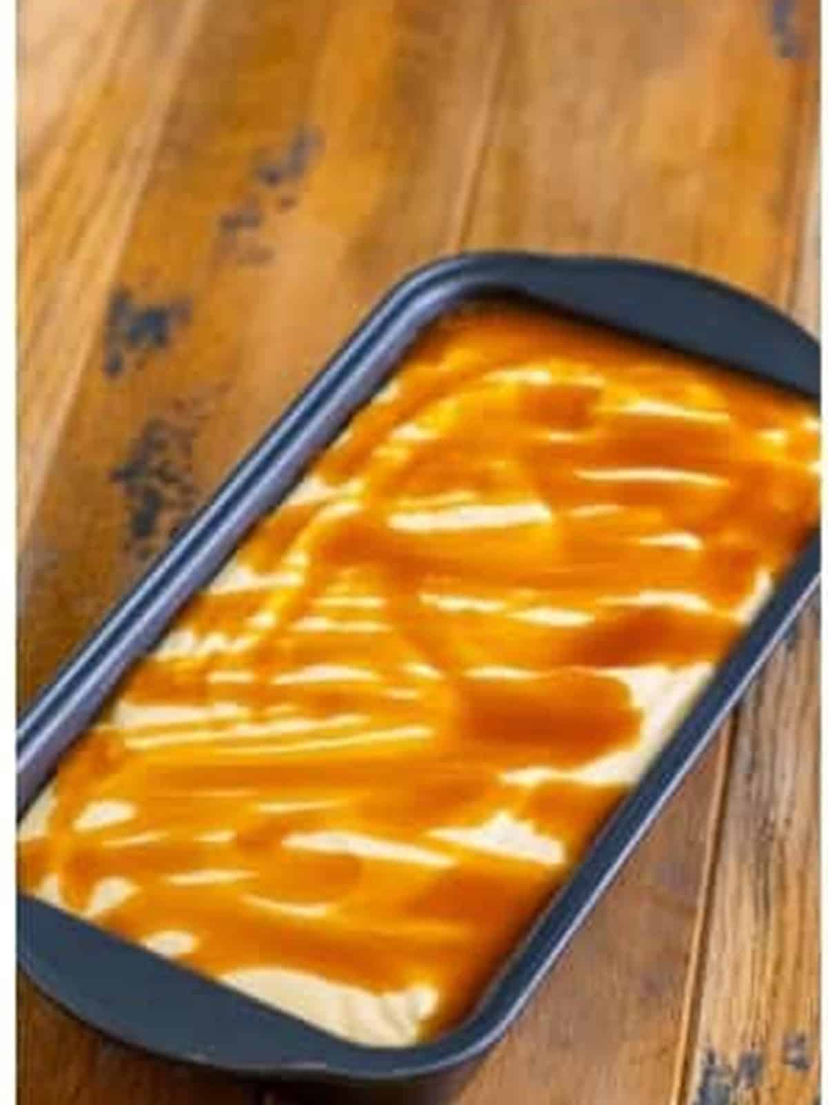 Butterscotch syrup added over the top layer.