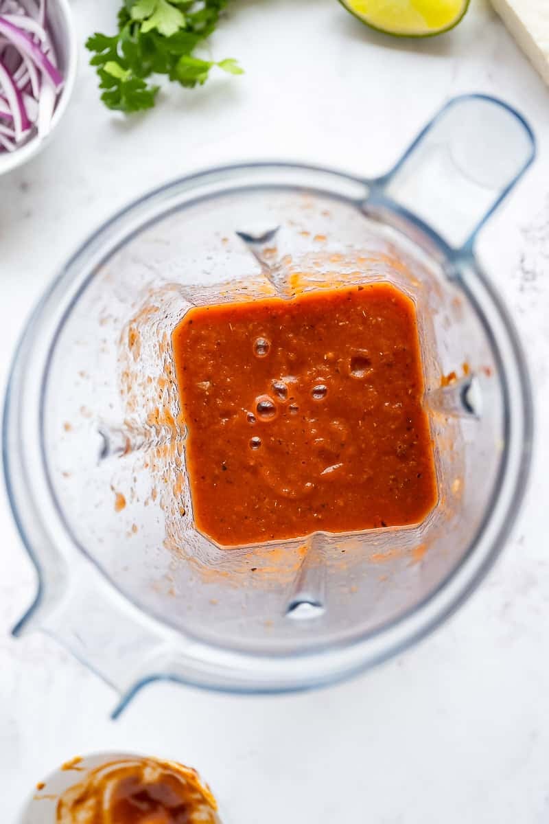 Tomato, chilis in adobo, garlic, and spices blended into a smooth tinga sauce.