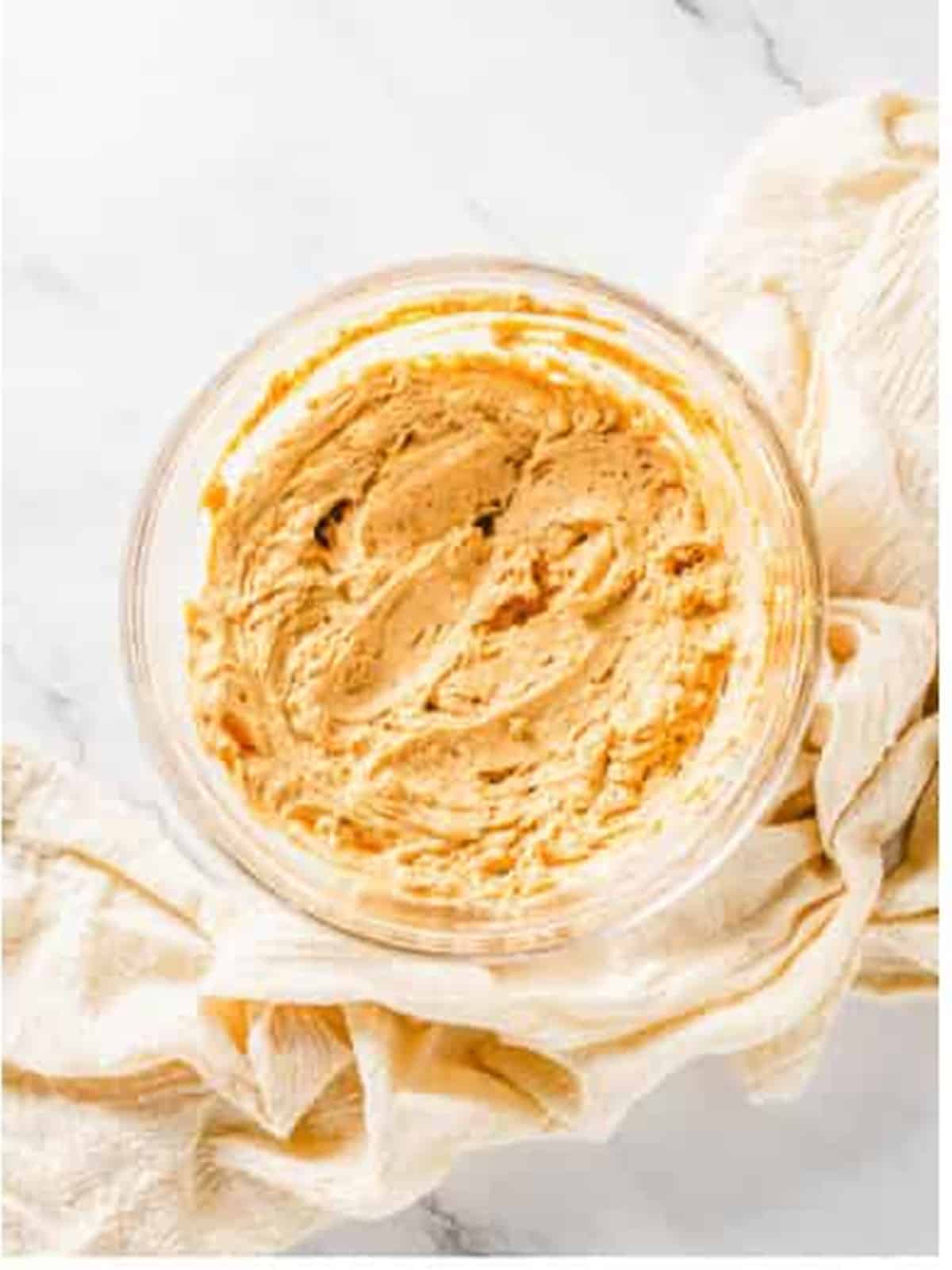 Peanut butter cream cheese filling whipped in a bowl.