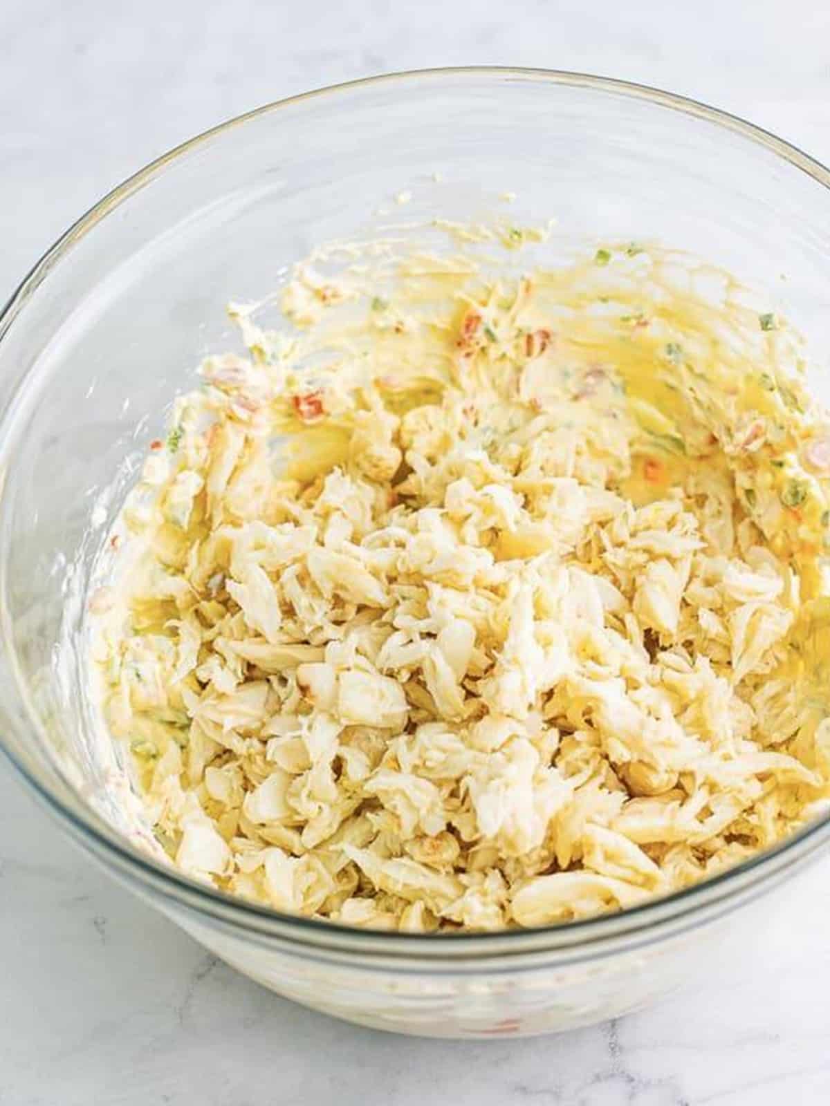Lump crab folded gently into the cold crab dip recipe.